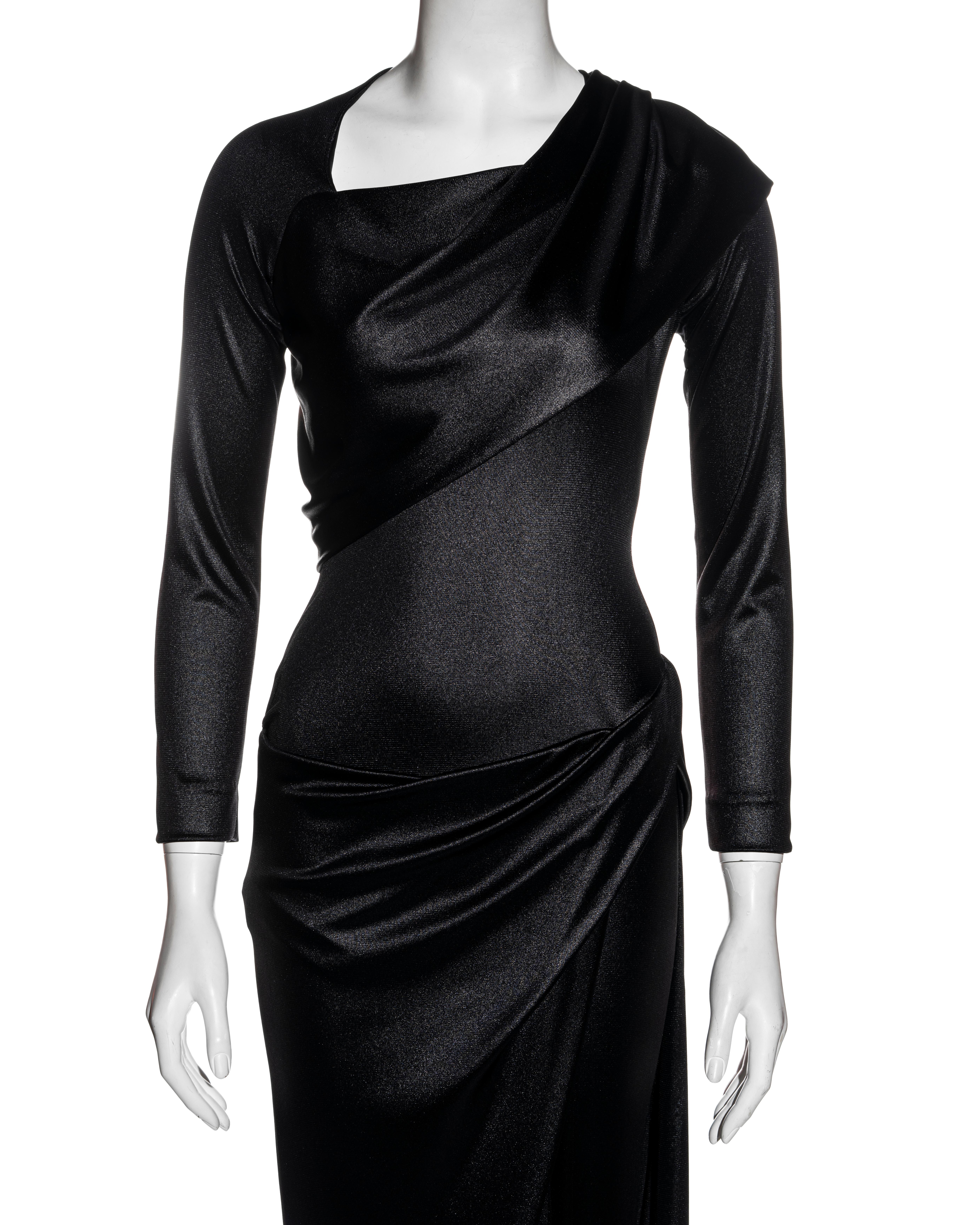 Vivienne Westwood vestido de noche drapeado de punto de nailon negro metalizado, fw 1997 en Bueno Estado en London, GB