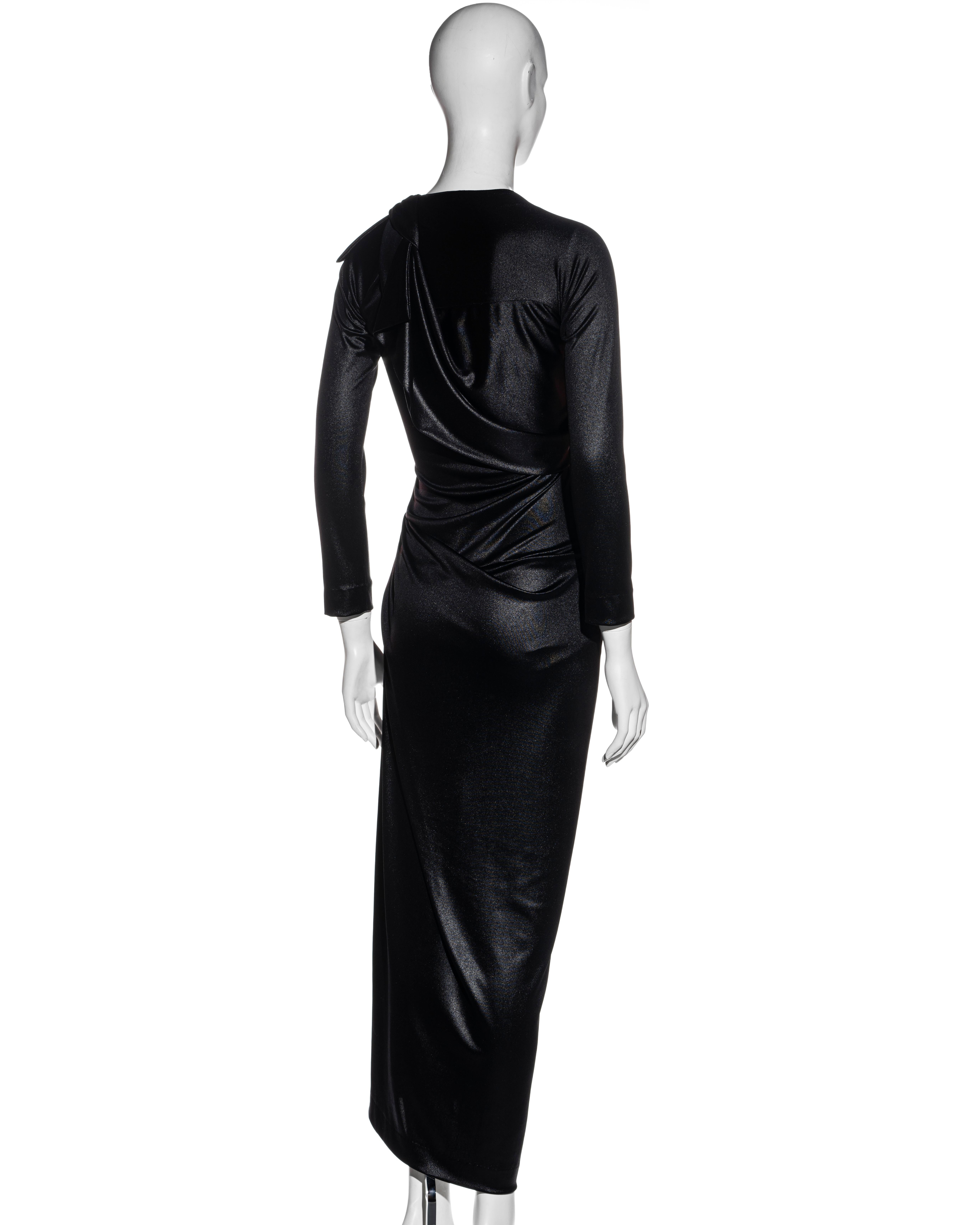Vivienne Westwood metallic black nylon jersey draped evening dress, fw 1997 For Sale 1