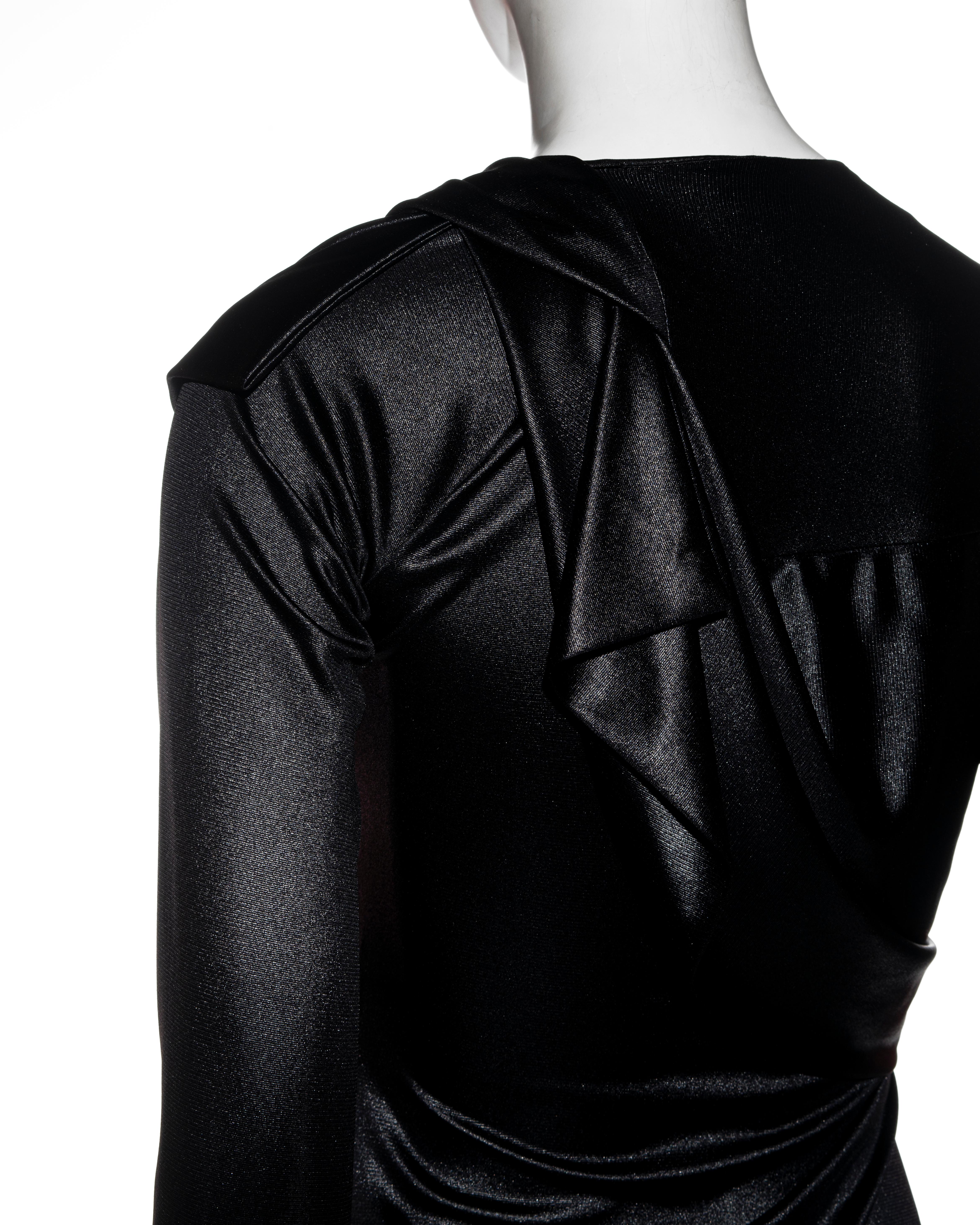 Vivienne Westwood metallic black nylon jersey draped evening dress, fw 1997 For Sale 2