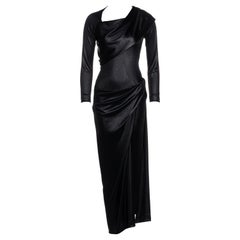 Vivienne Westwood vestido de noche drapeado de punto de nailon negro metalizado, fw 1997