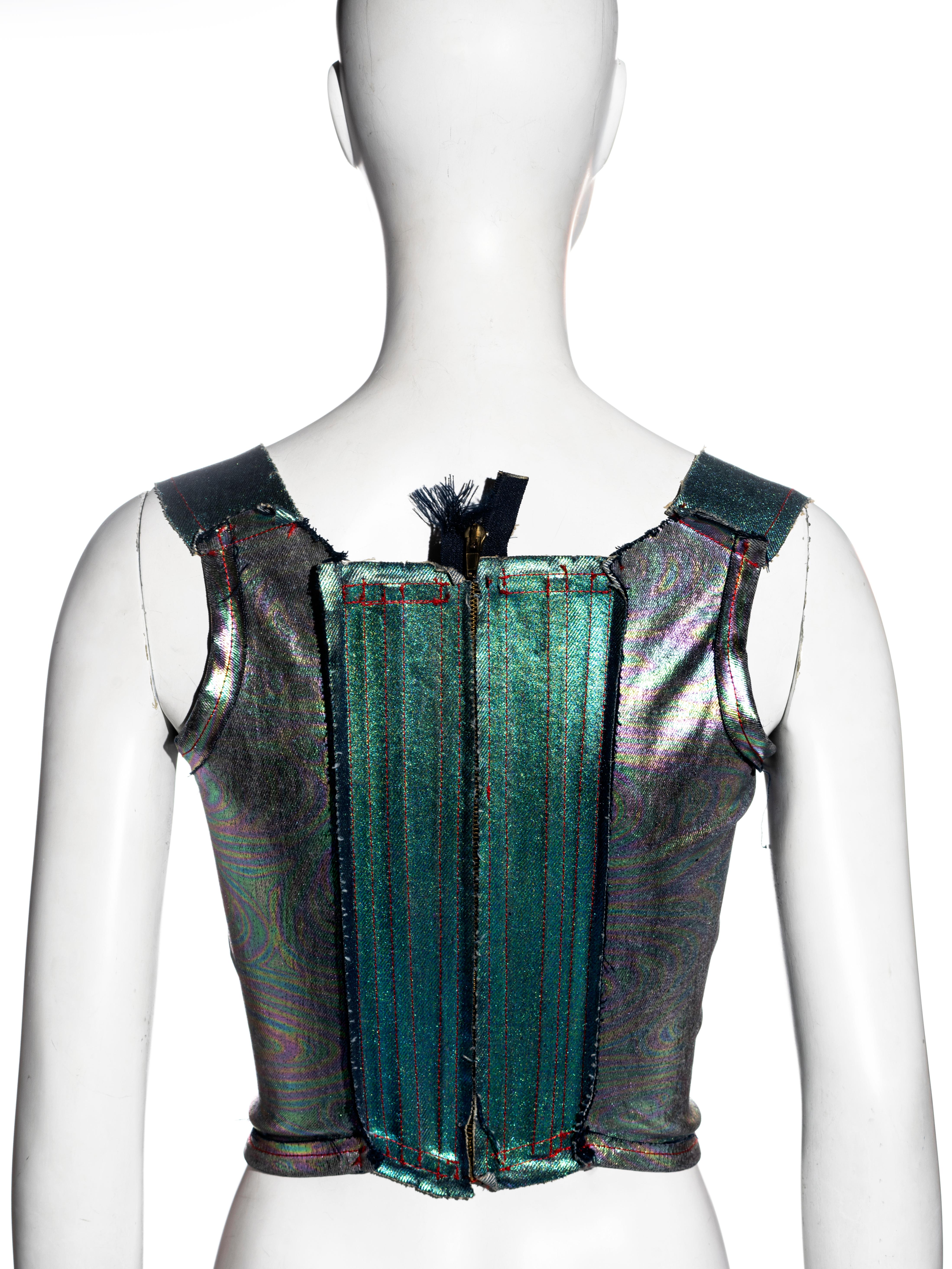 Vivienne Westwood metallic foiled denim corset, jacket and pants, ss 1993 For Sale 9