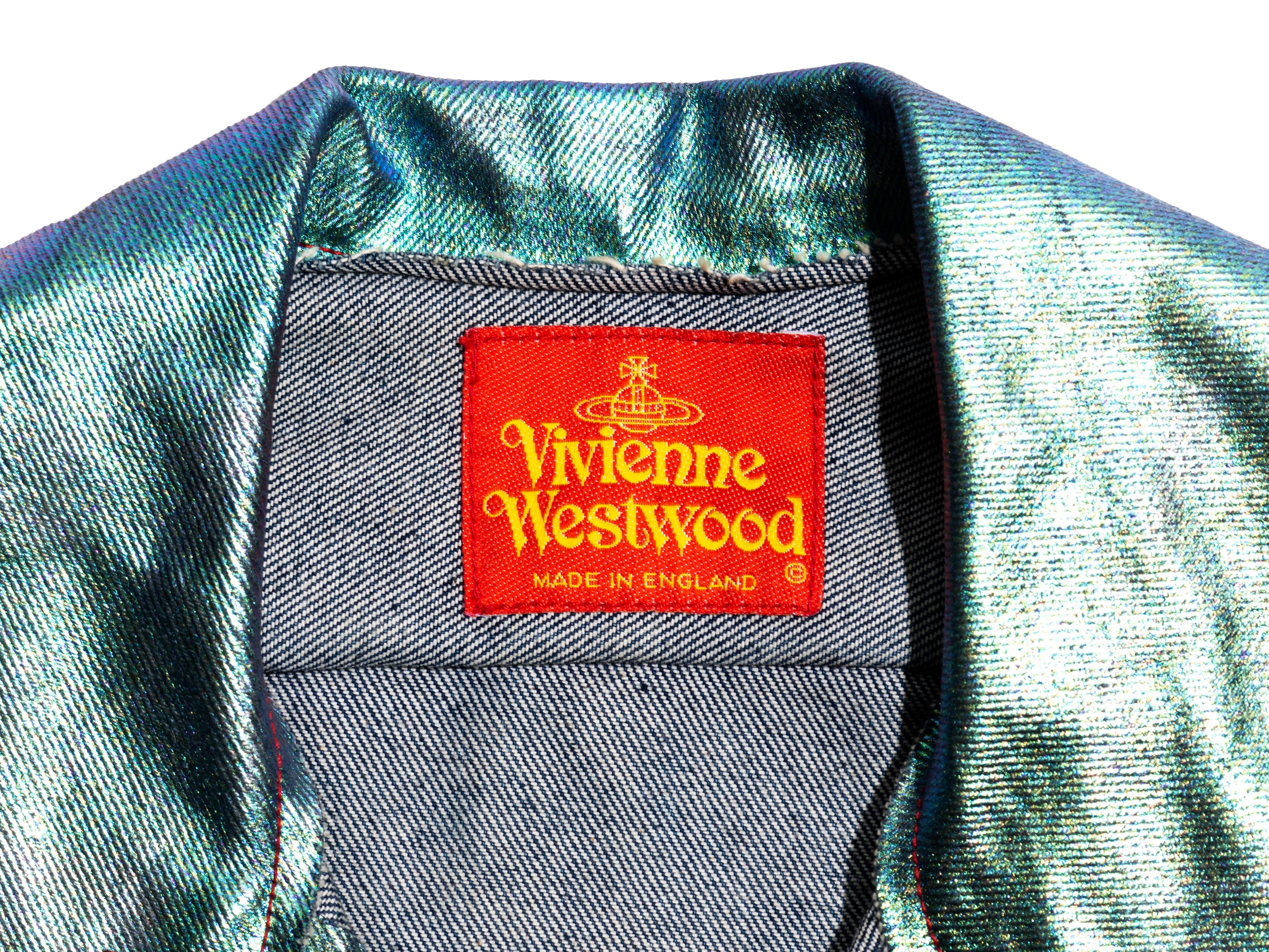 Vivienne Westwood metallic foiled denim corset, jacket and pants, ss 1993 For Sale 12