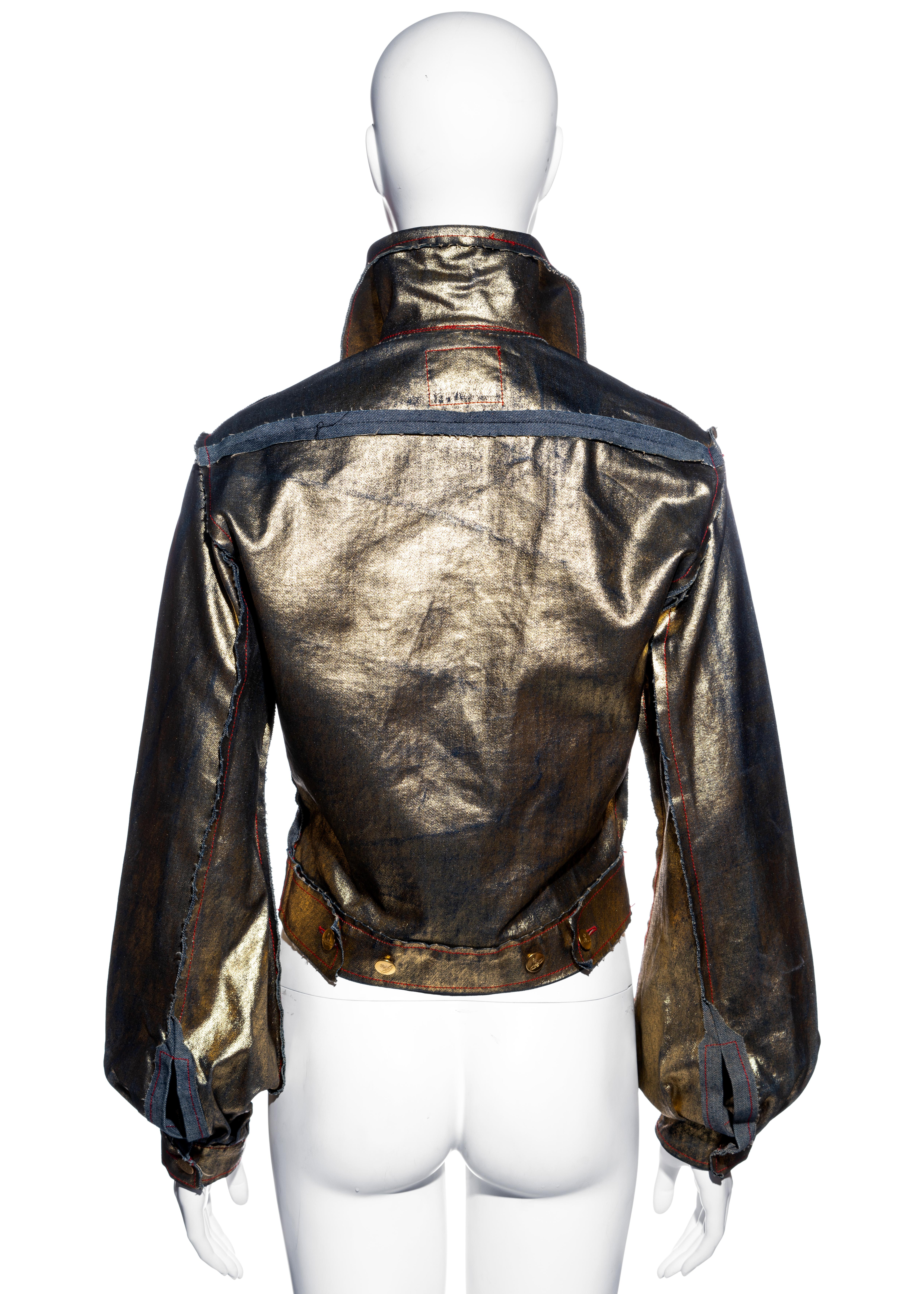 Vivienne Westwood metallic gold waxed denim jacket, ss 1993 For Sale 3
