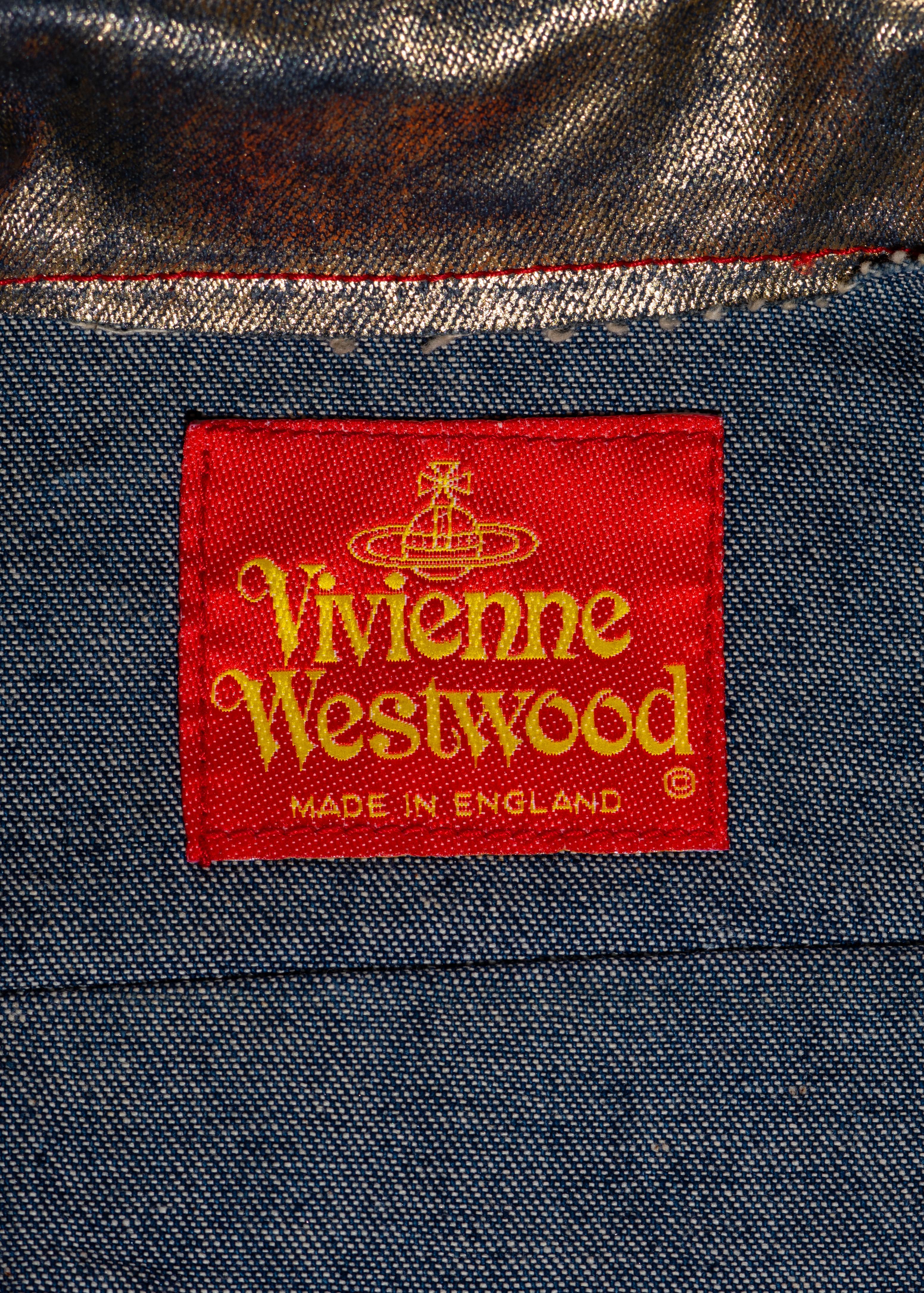 Vivienne Westwood metallic gold waxed denim jacket, ss 1993 For Sale 4