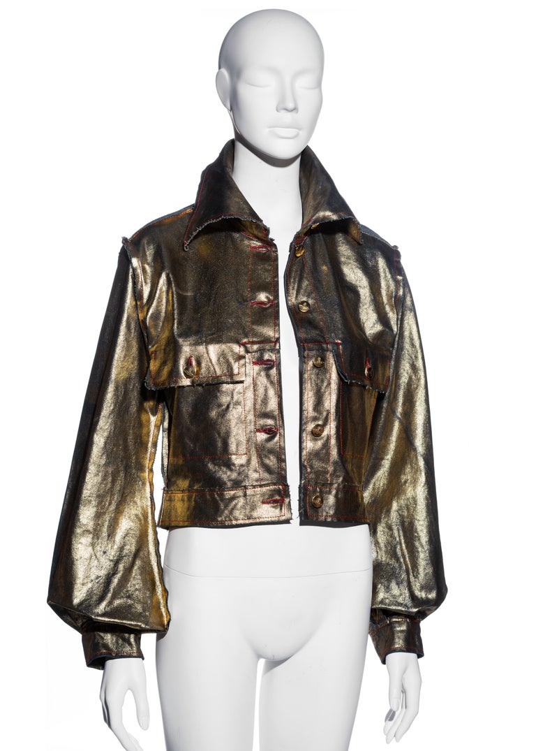 Vivienne Westwood metallic gold waxed denim jacket, ss 1993 For Sale at ...