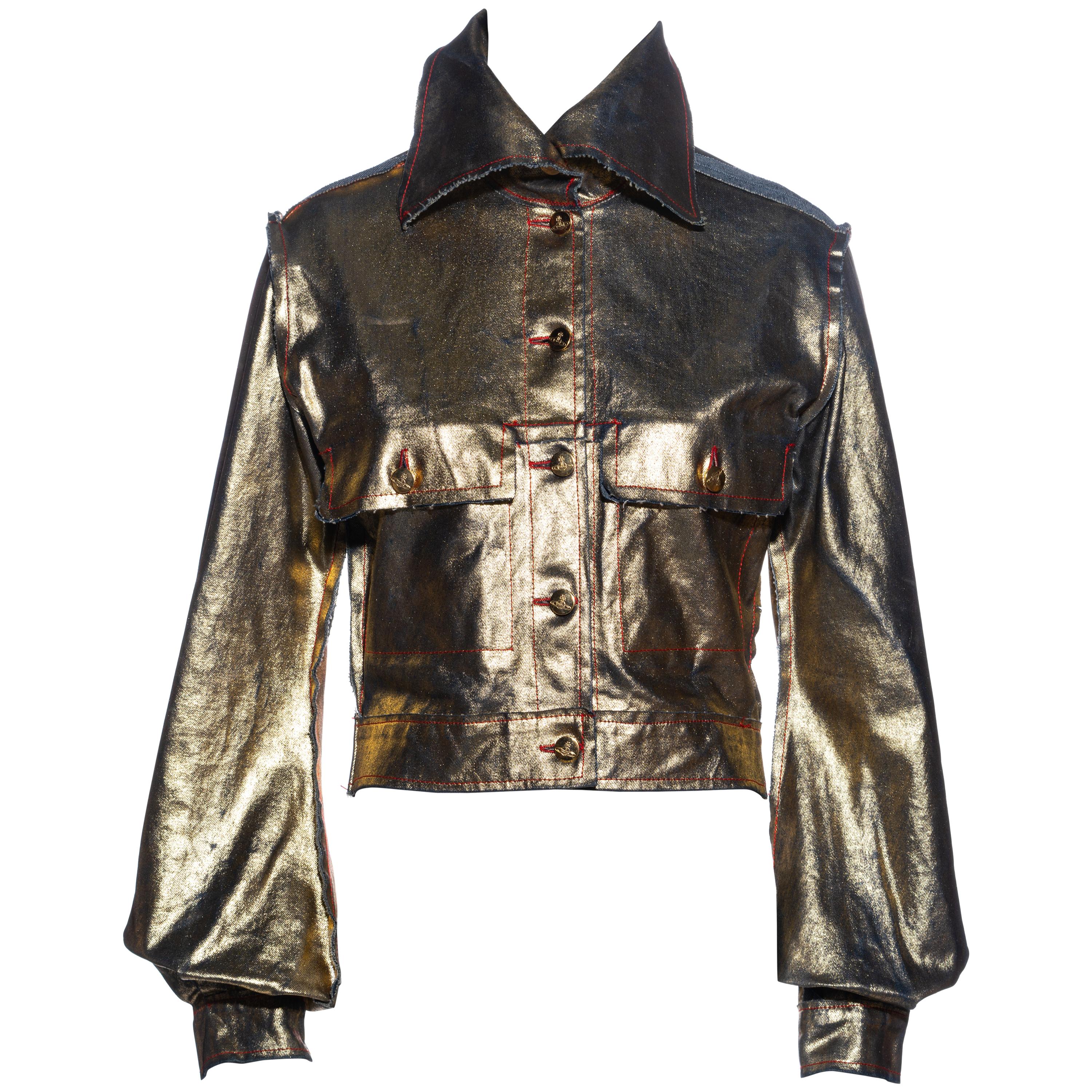 Vivienne Westwood metallic gold waxed denim jacket, ss 1993