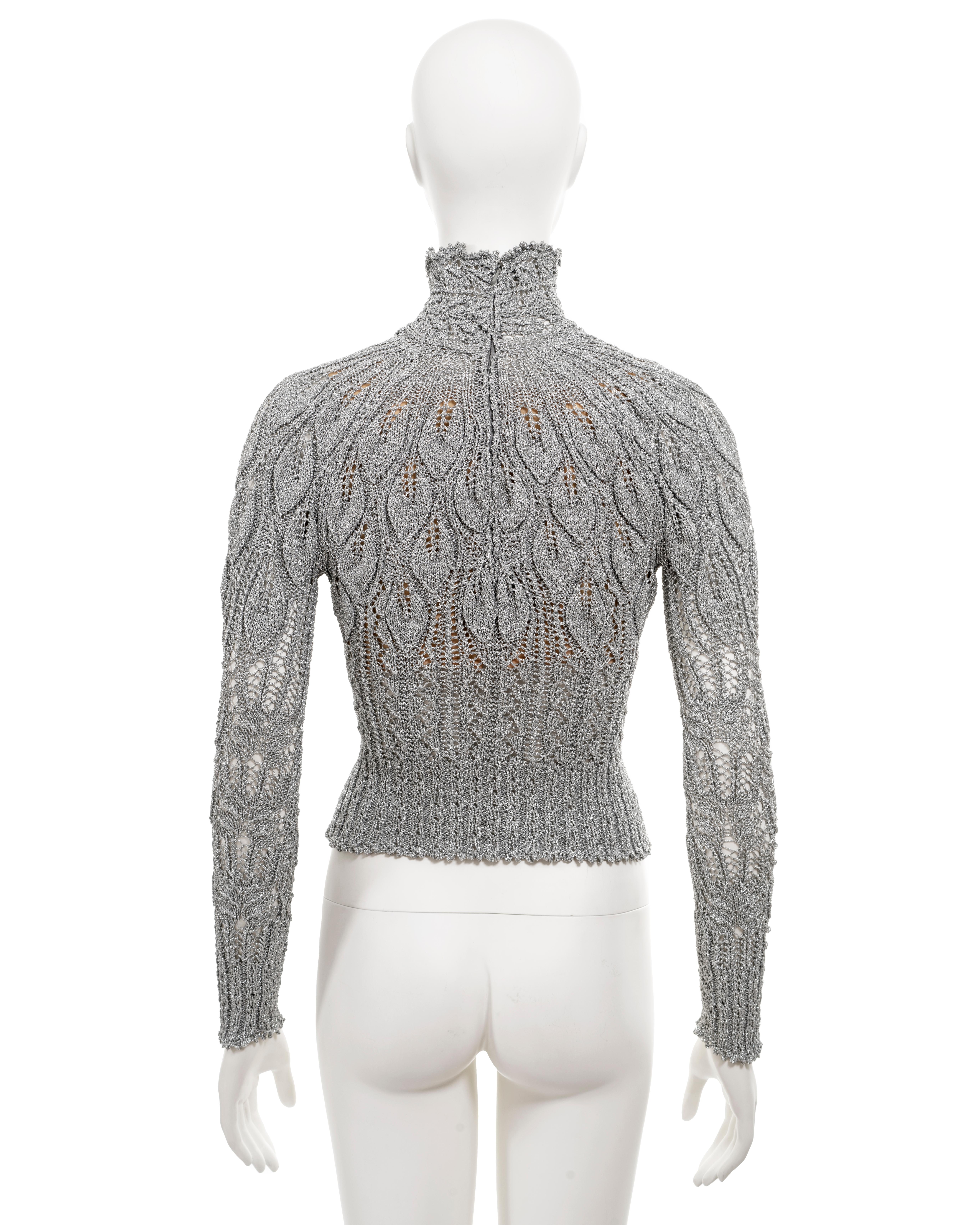 Vivienne Westwood metallic silver knitted corset sweater, fw 1993 For Sale 6