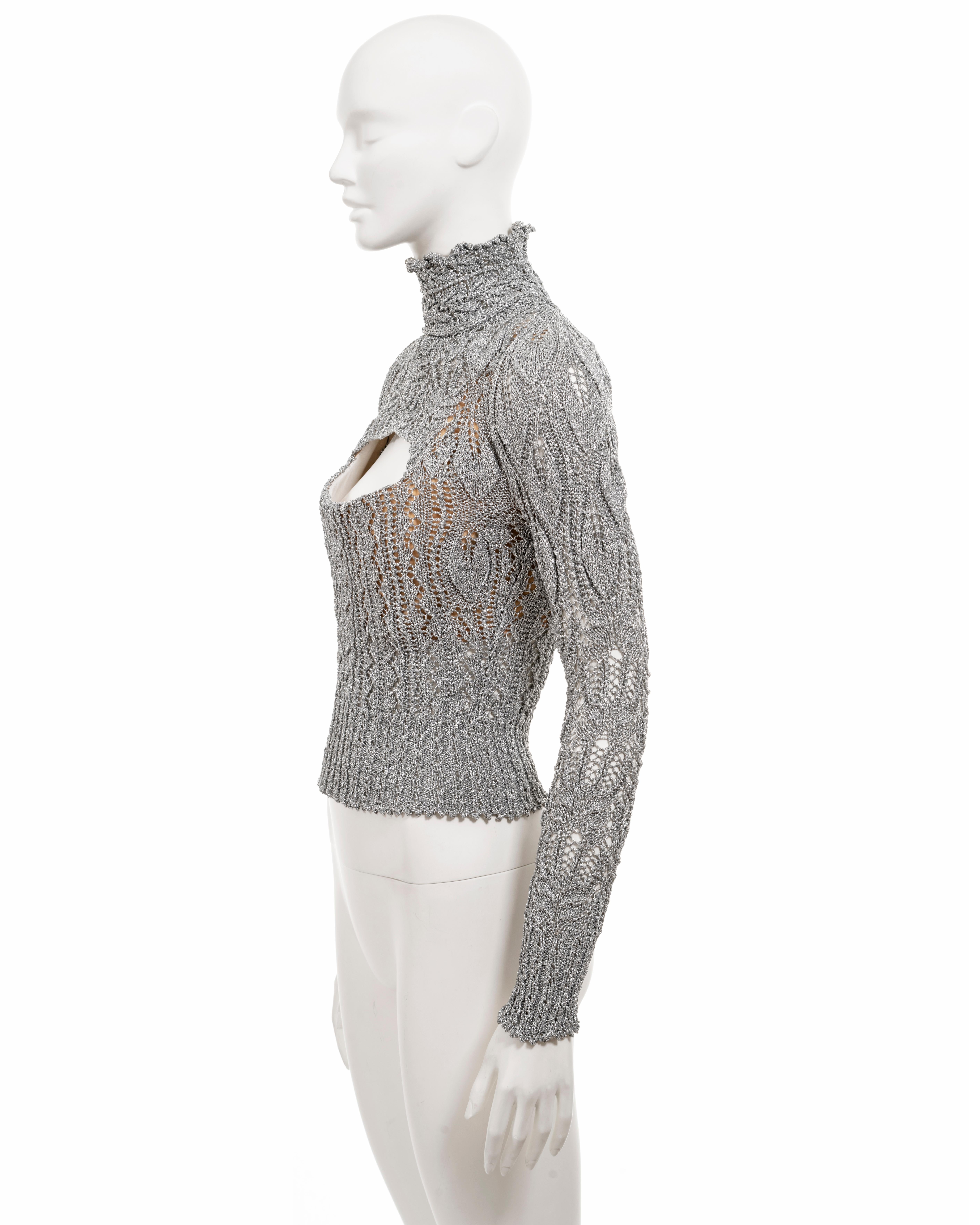Vivienne Westwood metallic silver knitted corset sweater, fw 1993 For Sale 9
