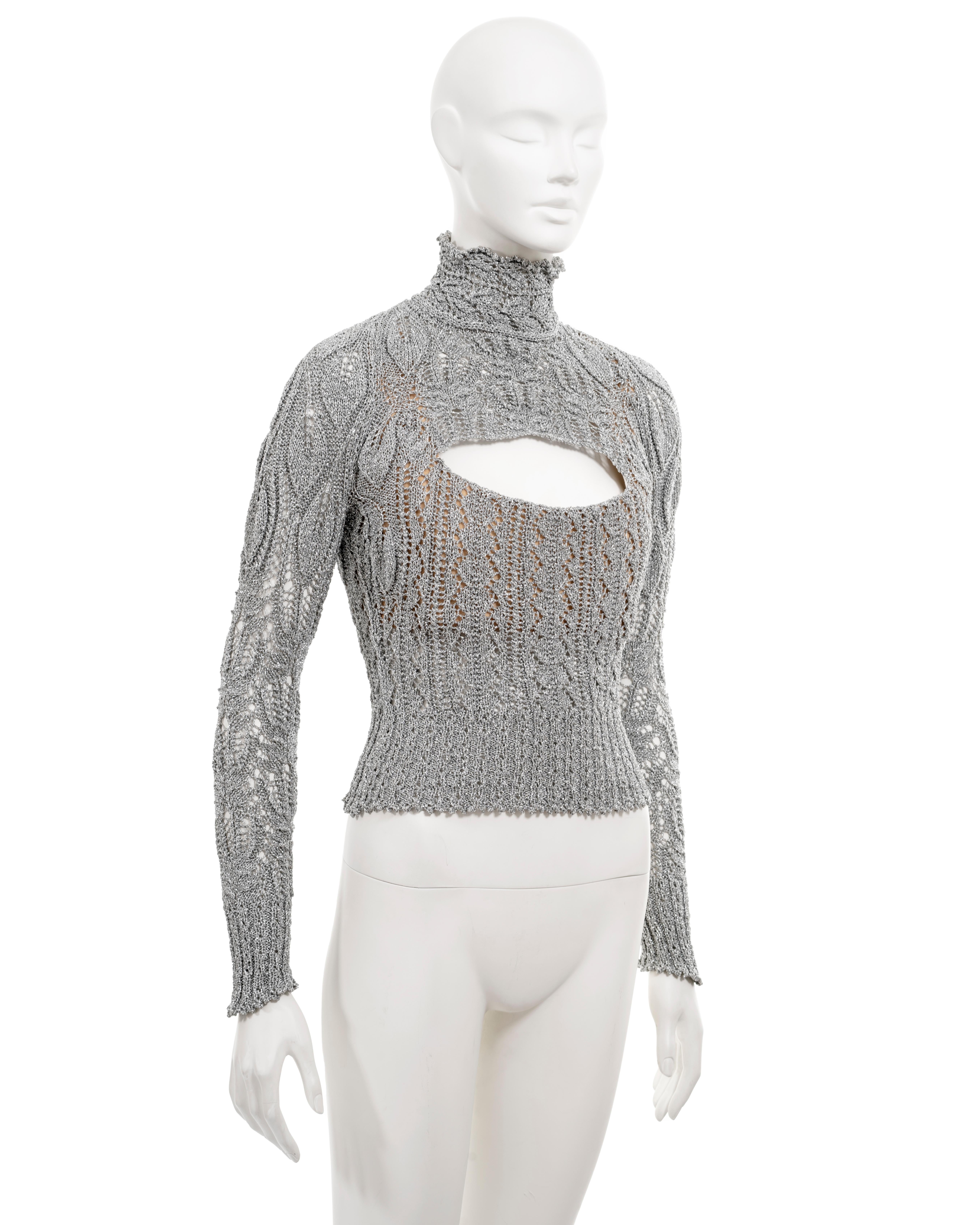 Vivienne Westwood metallic silver knitted corset sweater, fw 1993 For Sale 3