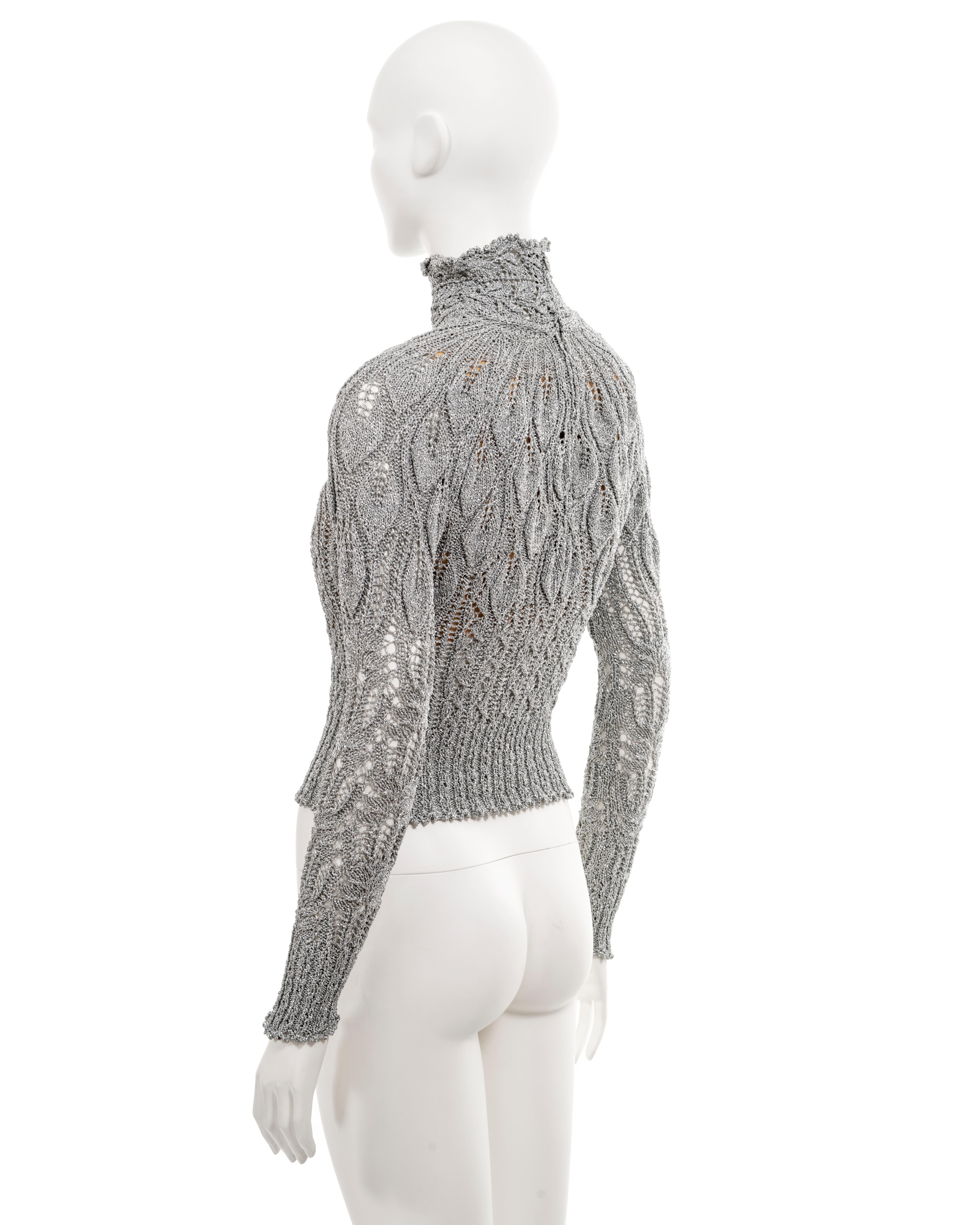 Vivienne Westwood metallic silver knitted corset sweater, fw 1993 For Sale 4