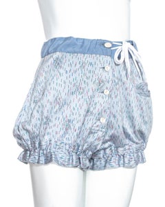 Vivienne Westwood "Mini Crini" blue printed button-down shorts, ss 1985