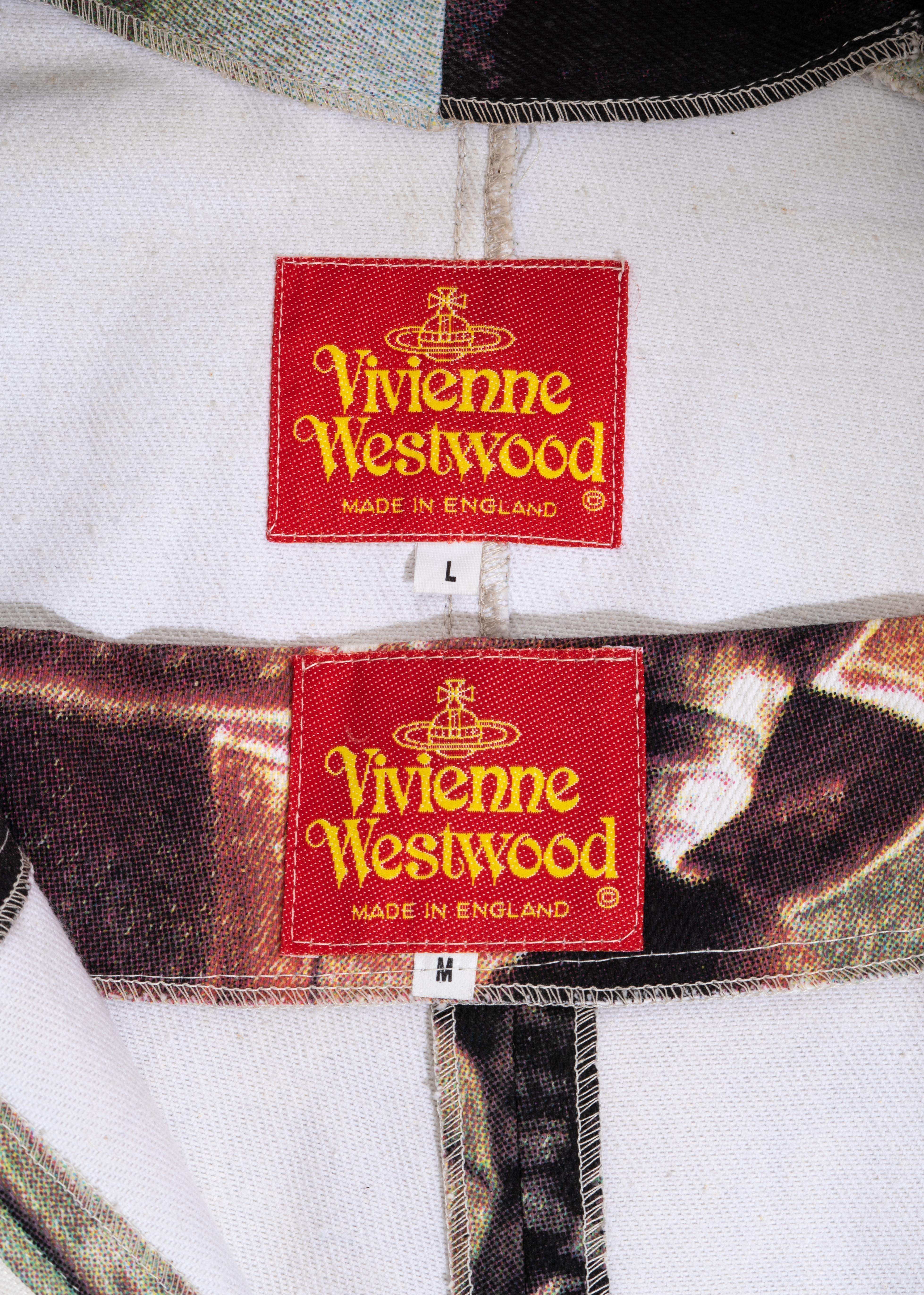 Vivienne Westwood multicoloured 'Salon' denim jacket and shorts suit, ss 1992 3