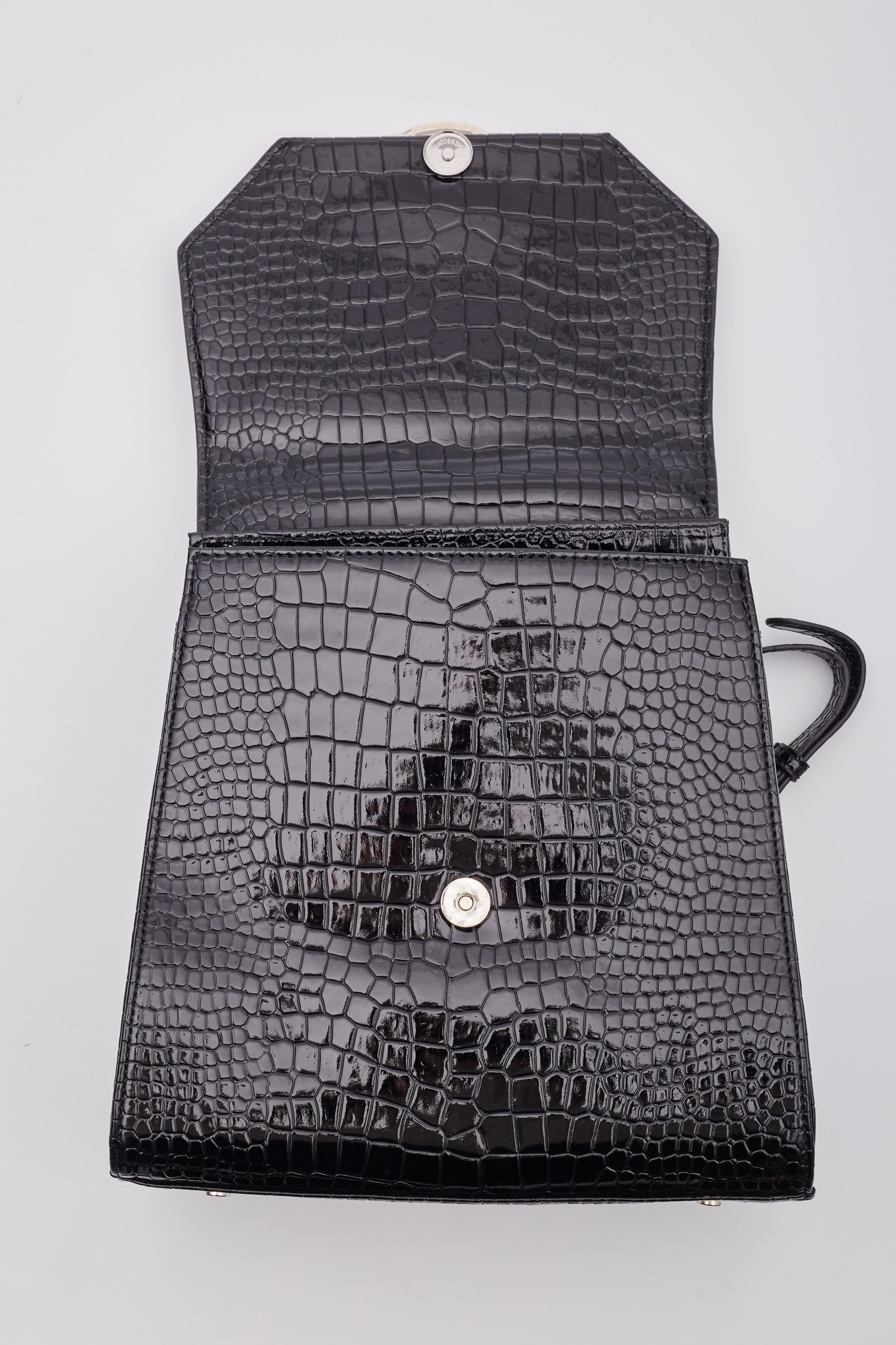 Vivienne Westwood Nana Black Croc Embossed Grace Backpack For Sale 5