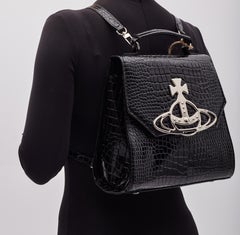 Vivienne Westwood Nana Schwarzer Rucksack mit Krokodillederprägung Grace