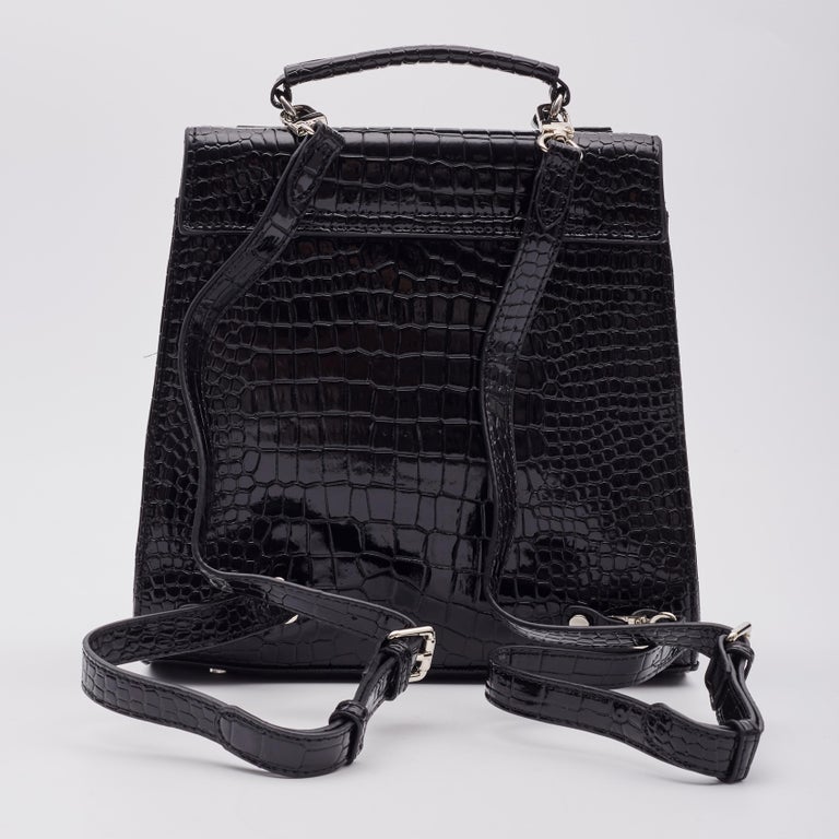 Vivienne Westwood Nana Black Croc Embossed Grace Backpack For Sale