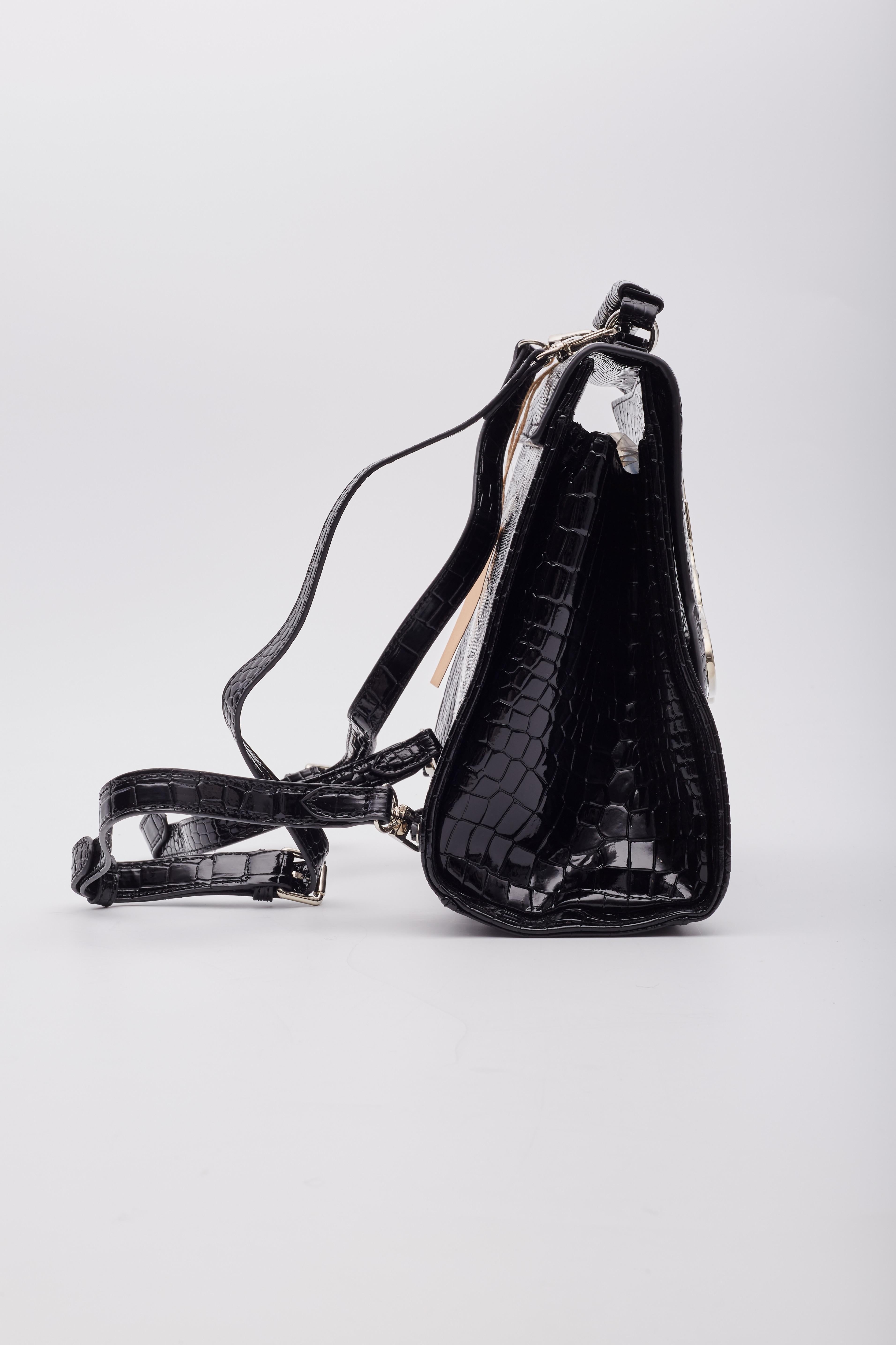 Women's Vivienne Westwood Nana Black Croc Embossed Grace Backpack For Sale