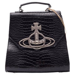 Vivienne Westwood Nana Black Croc Embossed Grace Backpack