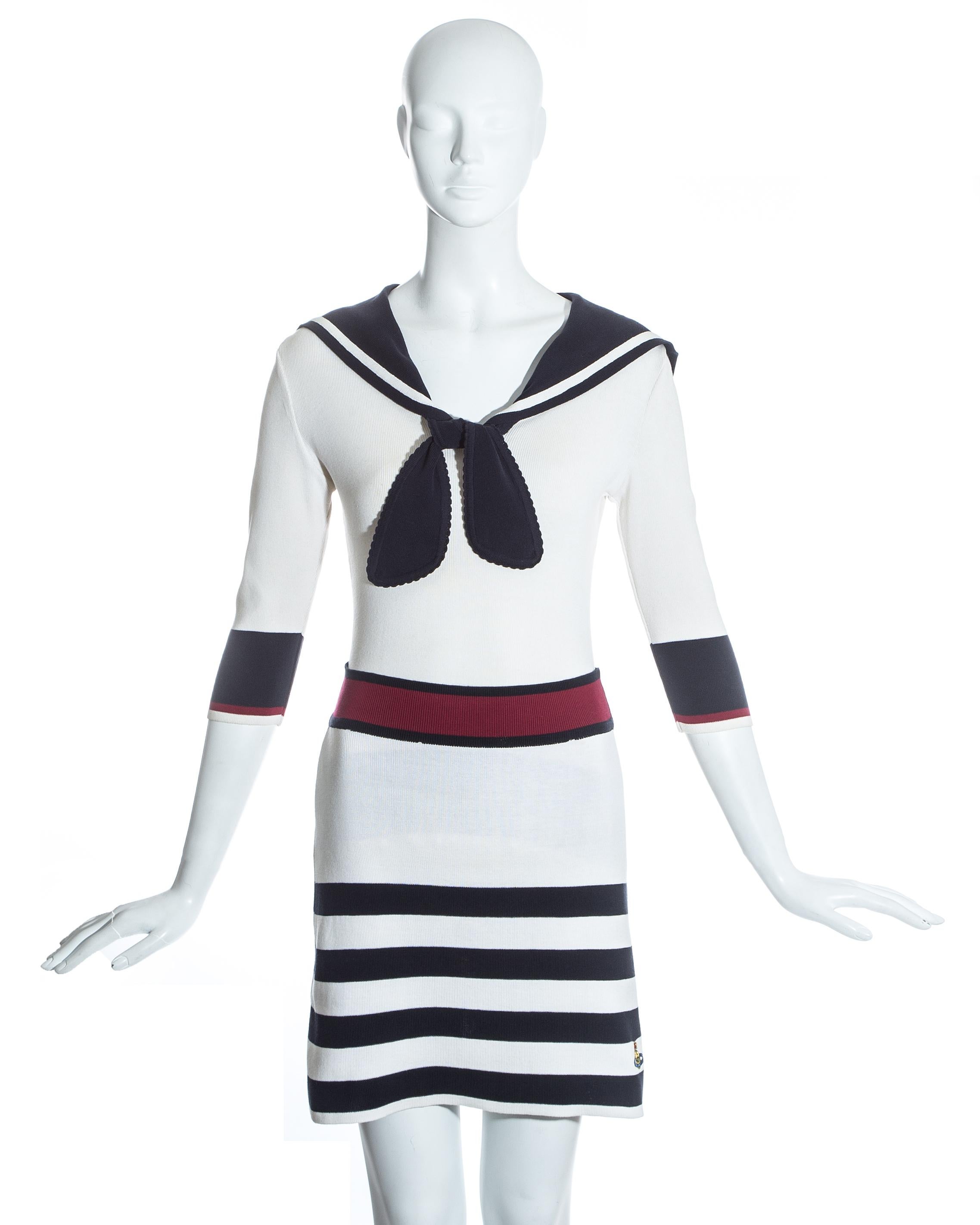 Vivienne Westwood nautical knitted striped skirt suit with sailors collar

Spring-Summer 1996