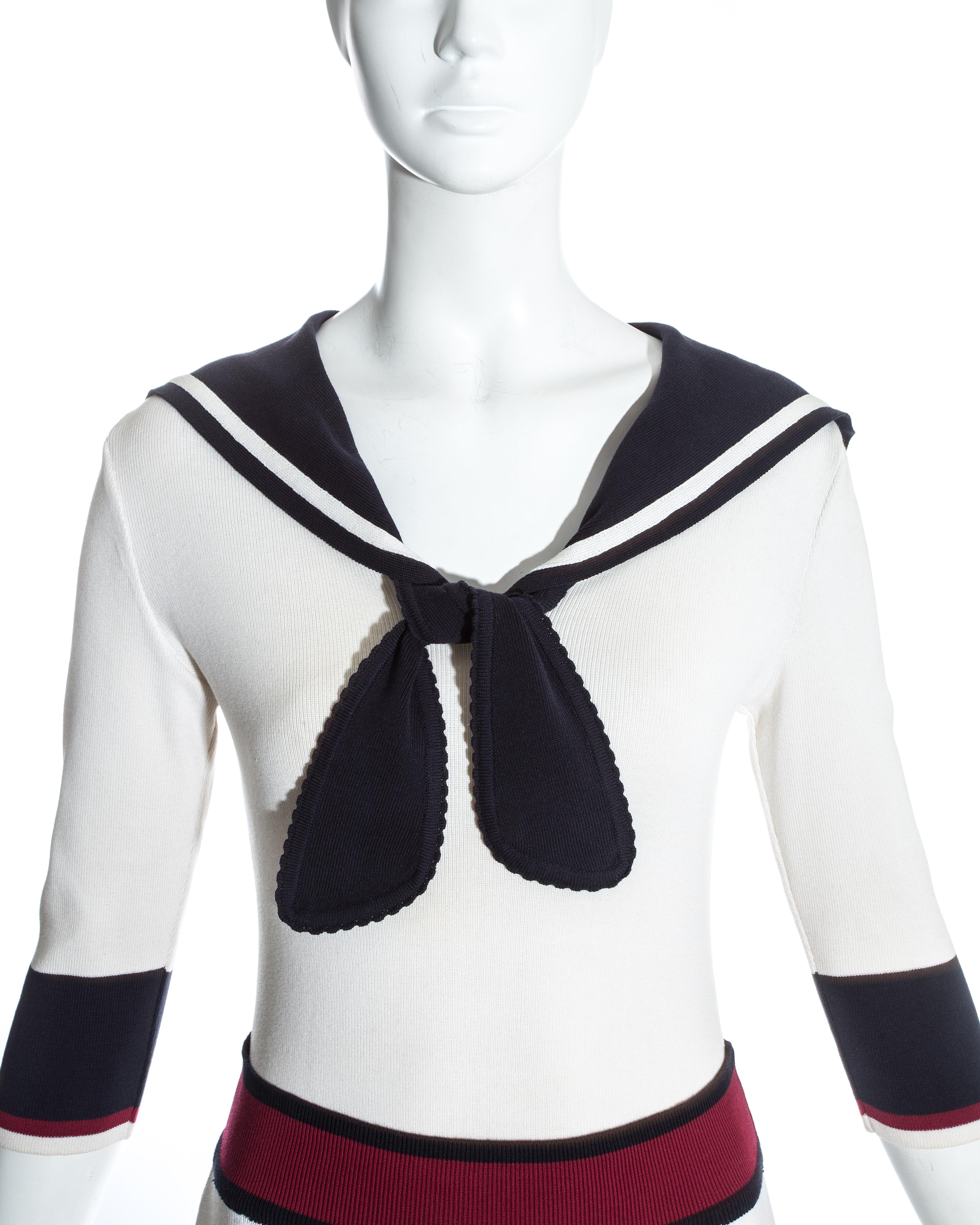 Vivienne Westwood nautical knitted skirt suit with sailors collar, ss 1996 In Good Condition In London, GB
