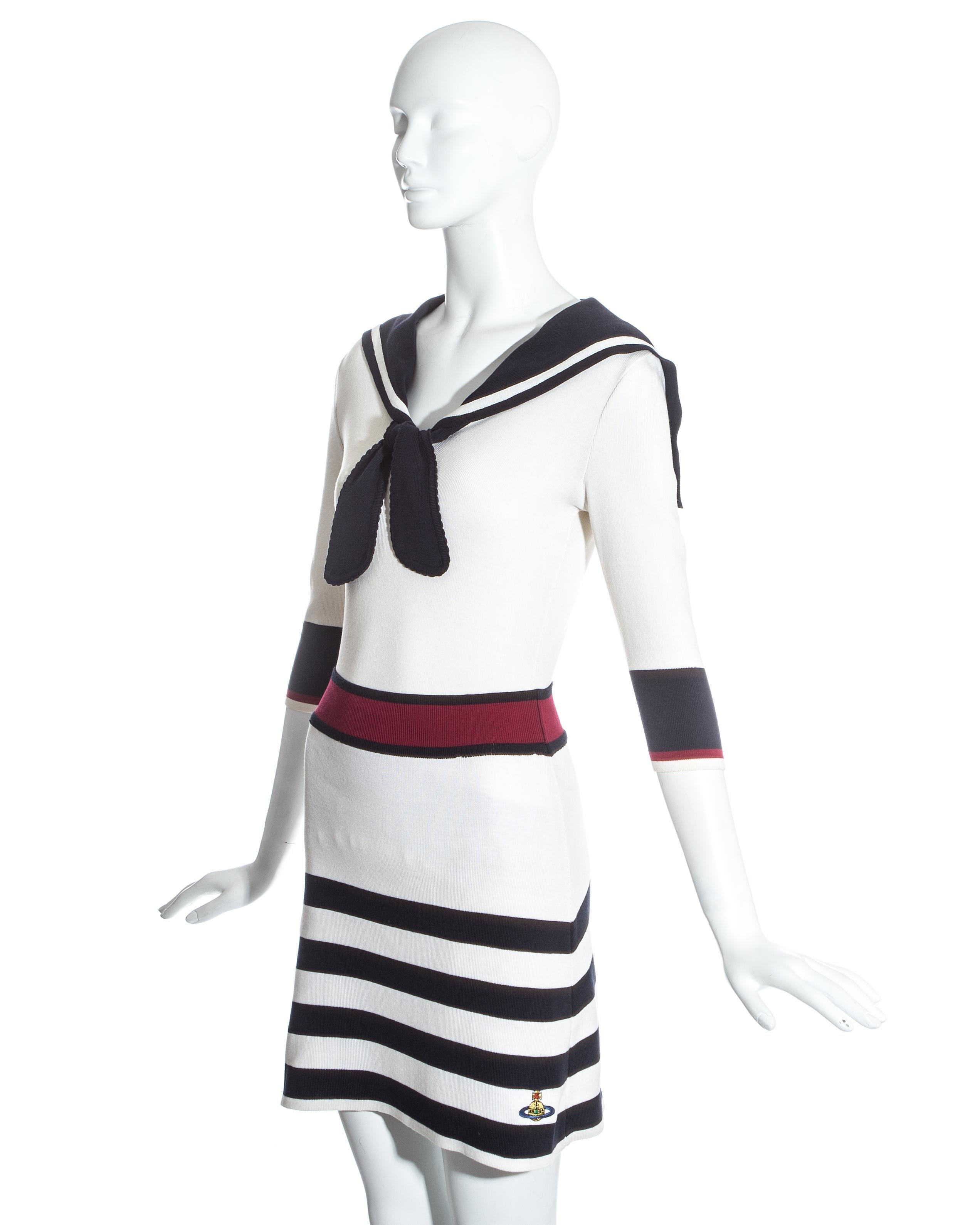 Women's Vivienne Westwood nautical knitted skirt suit with sailors collar, ss 1996