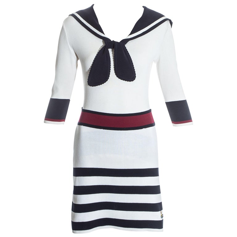 Vivienne Westwood nautical knitted skirt suit with sailors collar, ss