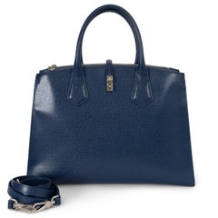 VIVIENNE WESTWOOD navy blue leather SOFIA MEDIUM Tote Bag