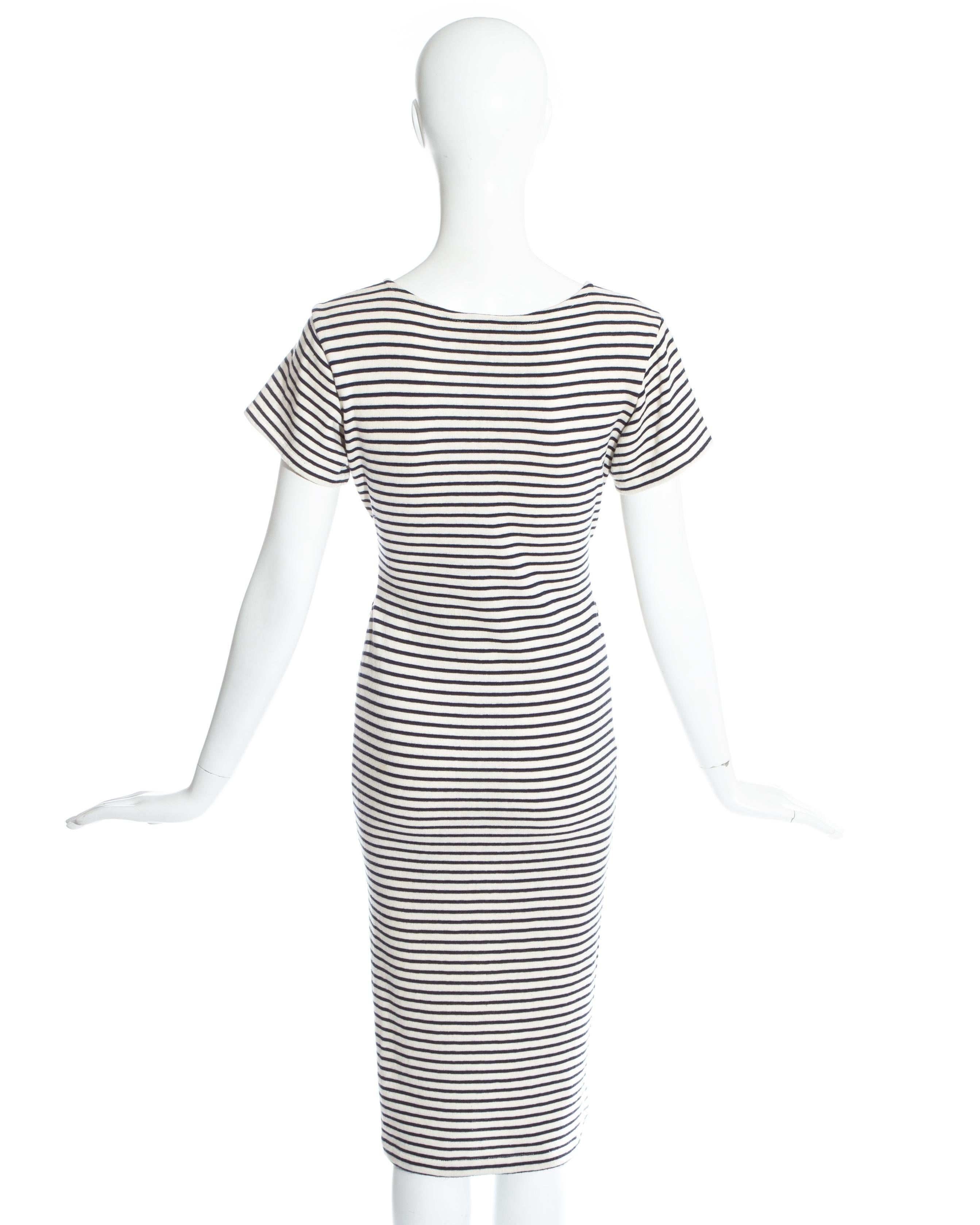 Gray Vivienne Westwood navy blue striped cotton jersey dress, ss 1989 For Sale