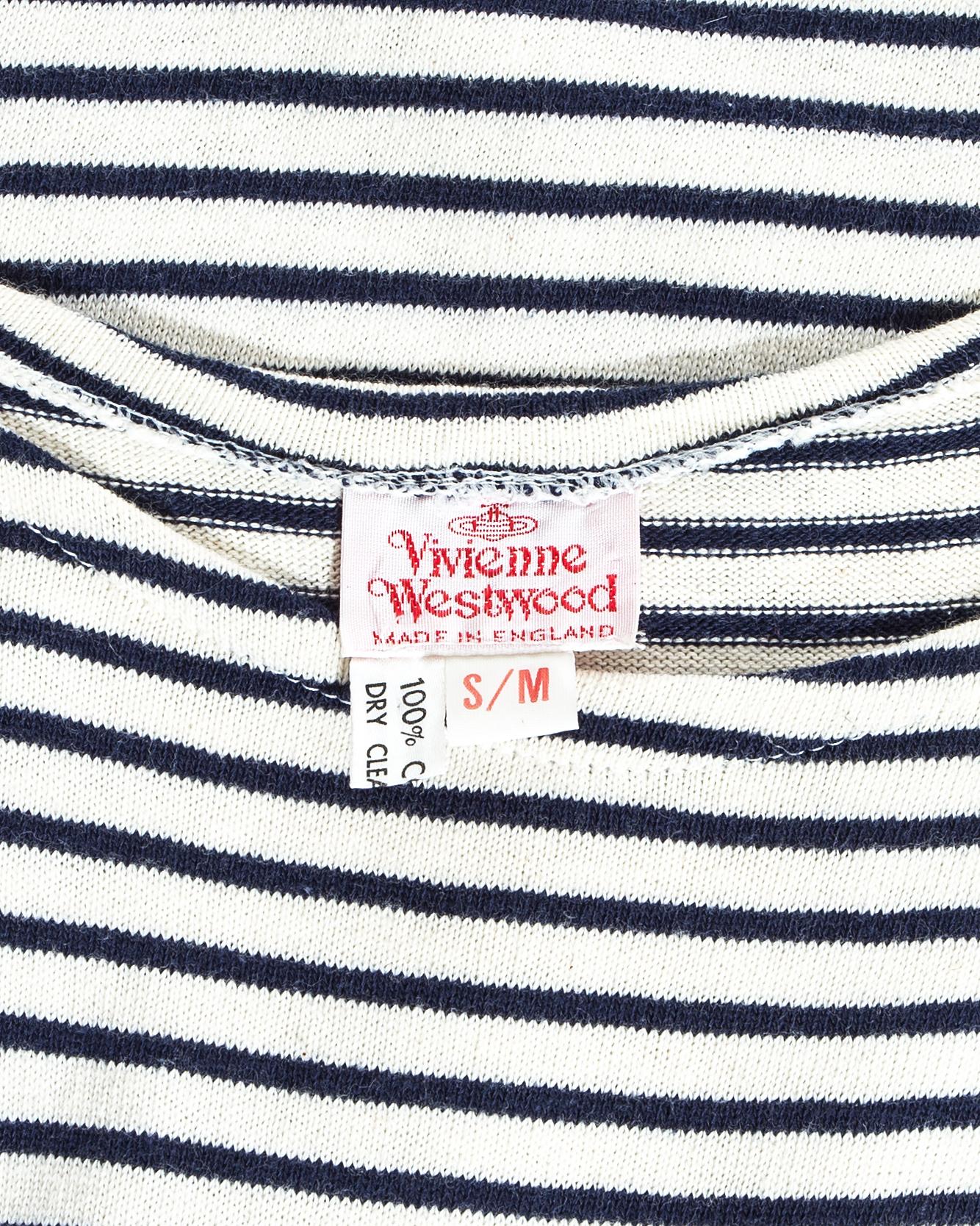 Vivienne Westwood navy blue striped cotton jersey dress, ss 1989 In Good Condition For Sale In London, GB