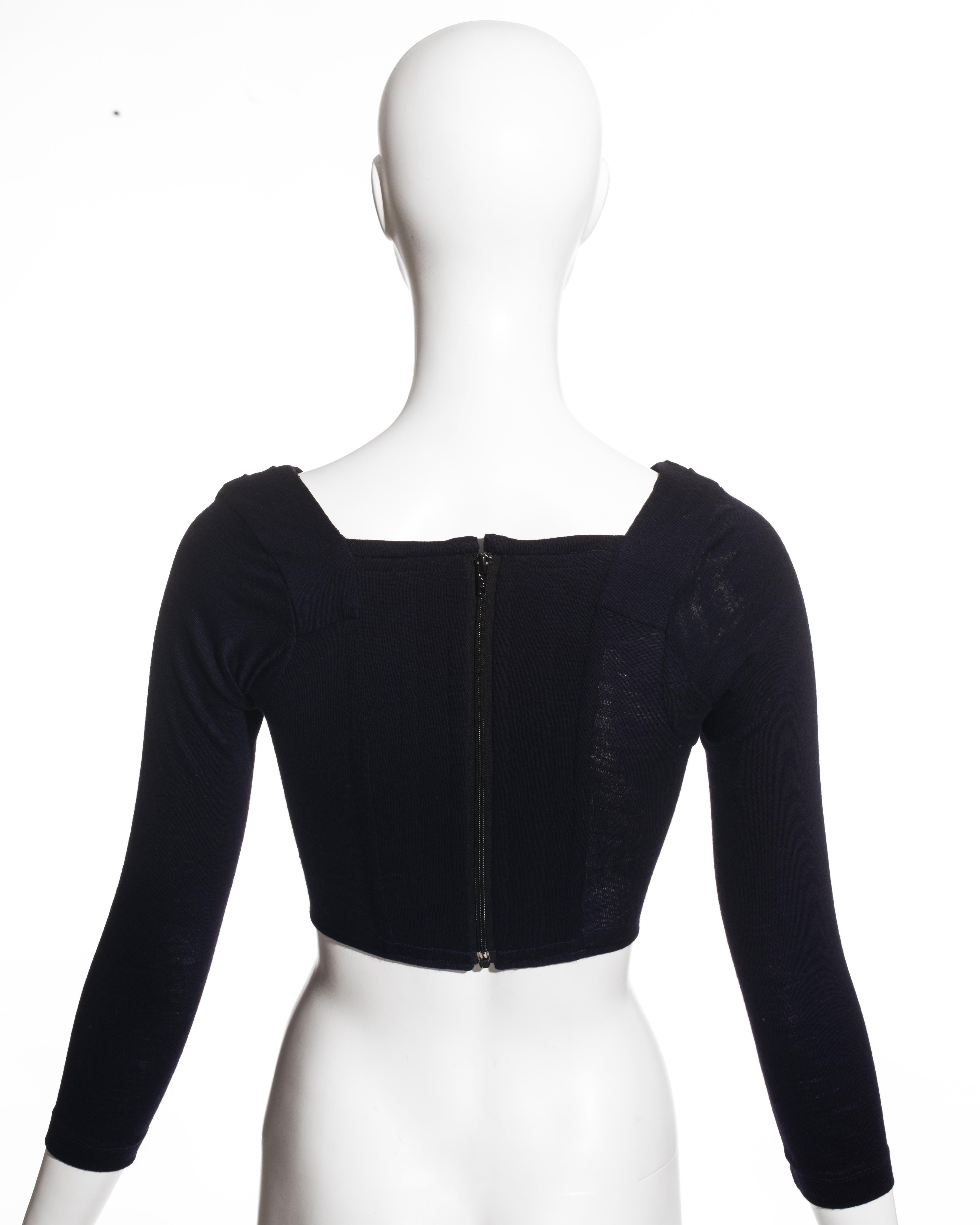 Vivienne Westwood navy blue wool corset with draped neckline, ss 1988 3