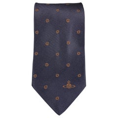 VIVIENNE WESTWOOD Navy & Brown Absract Dot Silk Orb Tie