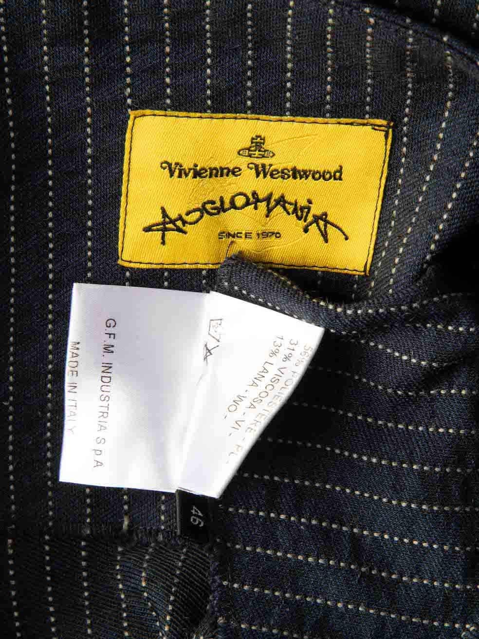 Vivienne Westwood Marineblauer knielanger Rock mit Nadelstreifen Größe XL Damen im Angebot