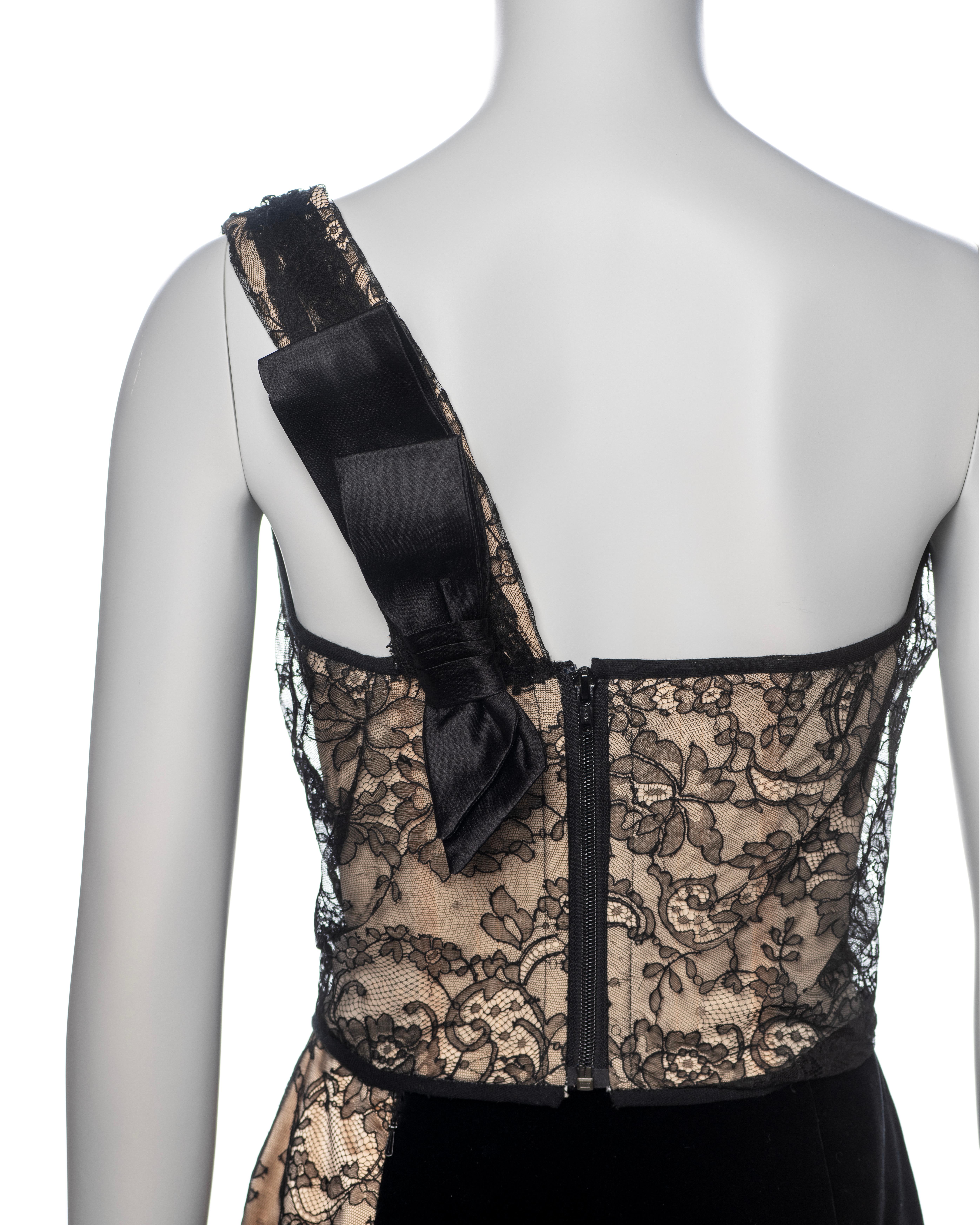 Vivienne Westwood Nude Satin, Black Lace and Velvet Corset and Skirt, FW 1996 For Sale 5