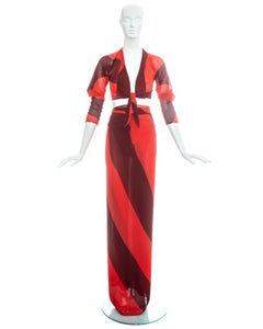 Vivienne Westwood orange silk chiffon blouse and wrap skirt ensemble, ss 1998