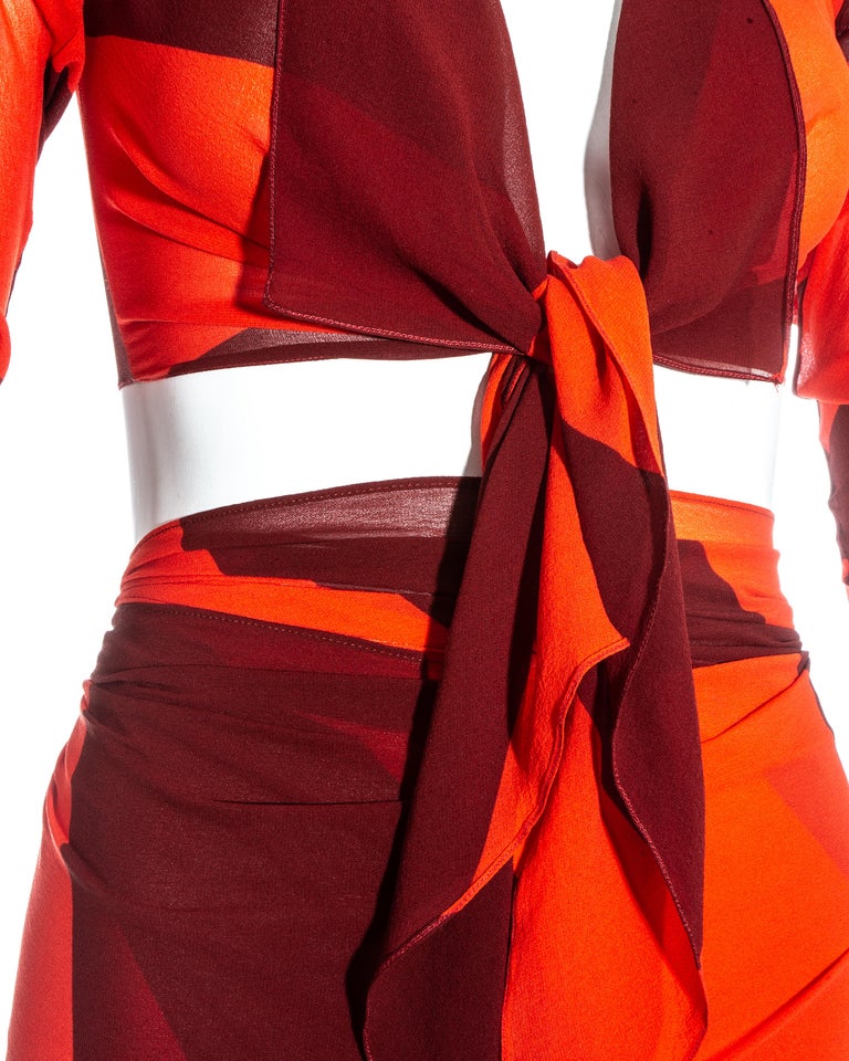 Vivienne Westwood orange silk chiffon blouse and wrap skirt ensemble ...