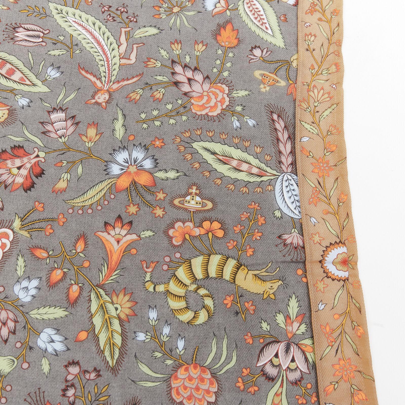 VIVIENNE WESTWOOD orb logo mythical creatures floral handkerchief neckscarf For Sale 2