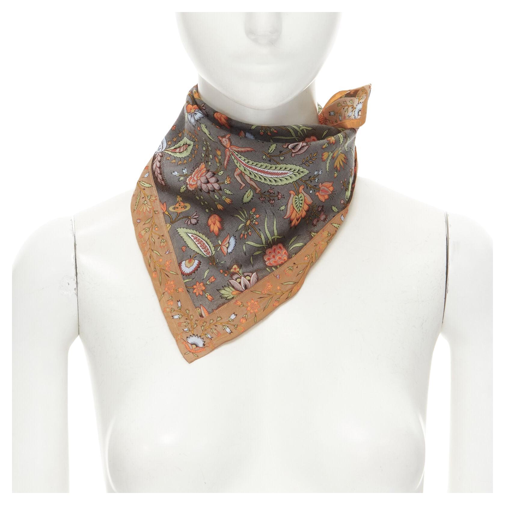 VIVIENNE WESTWOOD orb logo mythical creatures floral handkerchief neckscarf