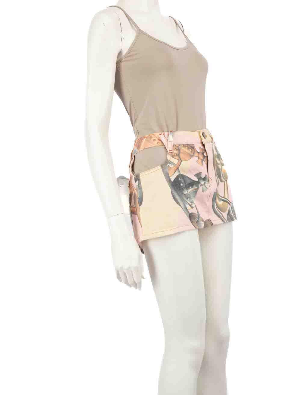 CONDITION is Never worn, with tags. No visible wear to skirt is evident on this new Vivienne Westwood designer resale item.
 
 
 
 Details
 
 
 Model: Cut Out Foam Skirt
 
 Multicolour- beige and pink tone
 
 Denim
 
 Skirt
 
 Orb print
 
 Micro