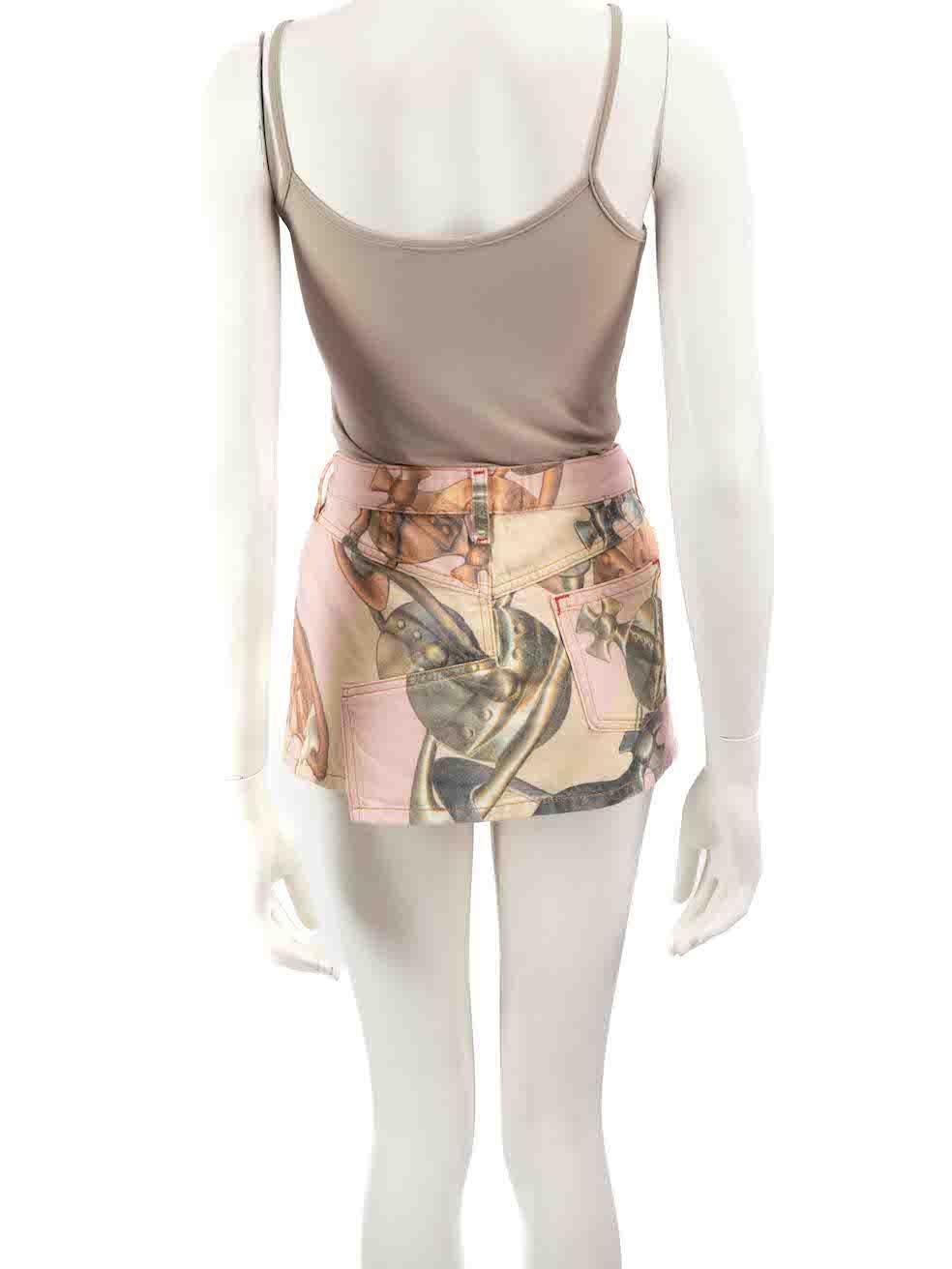 Vivienne Westwood Orb Print Denim Cut Out Foam Skirt Size M In New Condition In London, GB