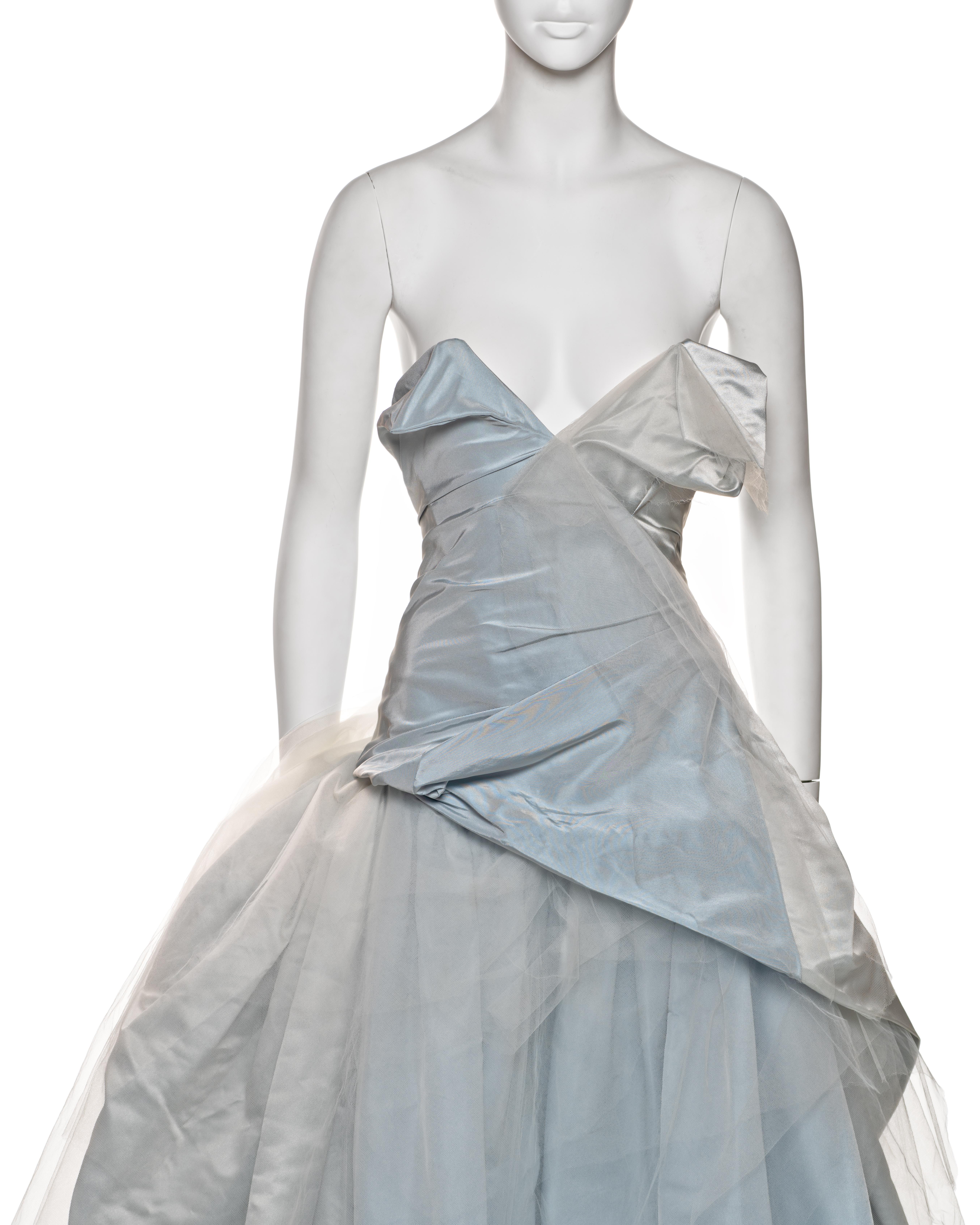 Gray Vivienne Westwood Pale Blue Silk Taffeta and Tulle Couture Bridal Dress, FW 2005 For Sale