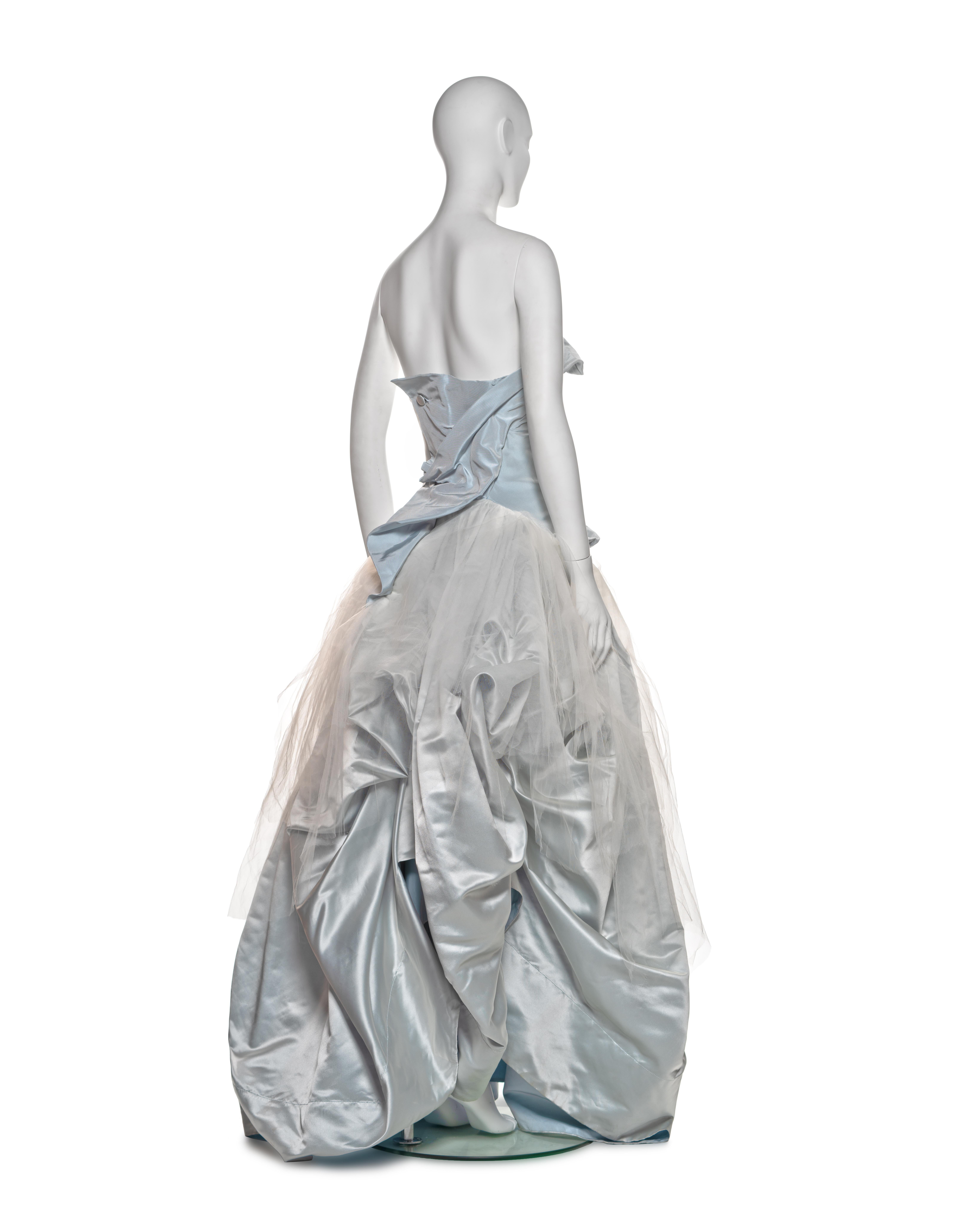 Women's Vivienne Westwood Pale Blue Silk Taffeta and Tulle Couture Bridal Dress, FW 2005 For Sale