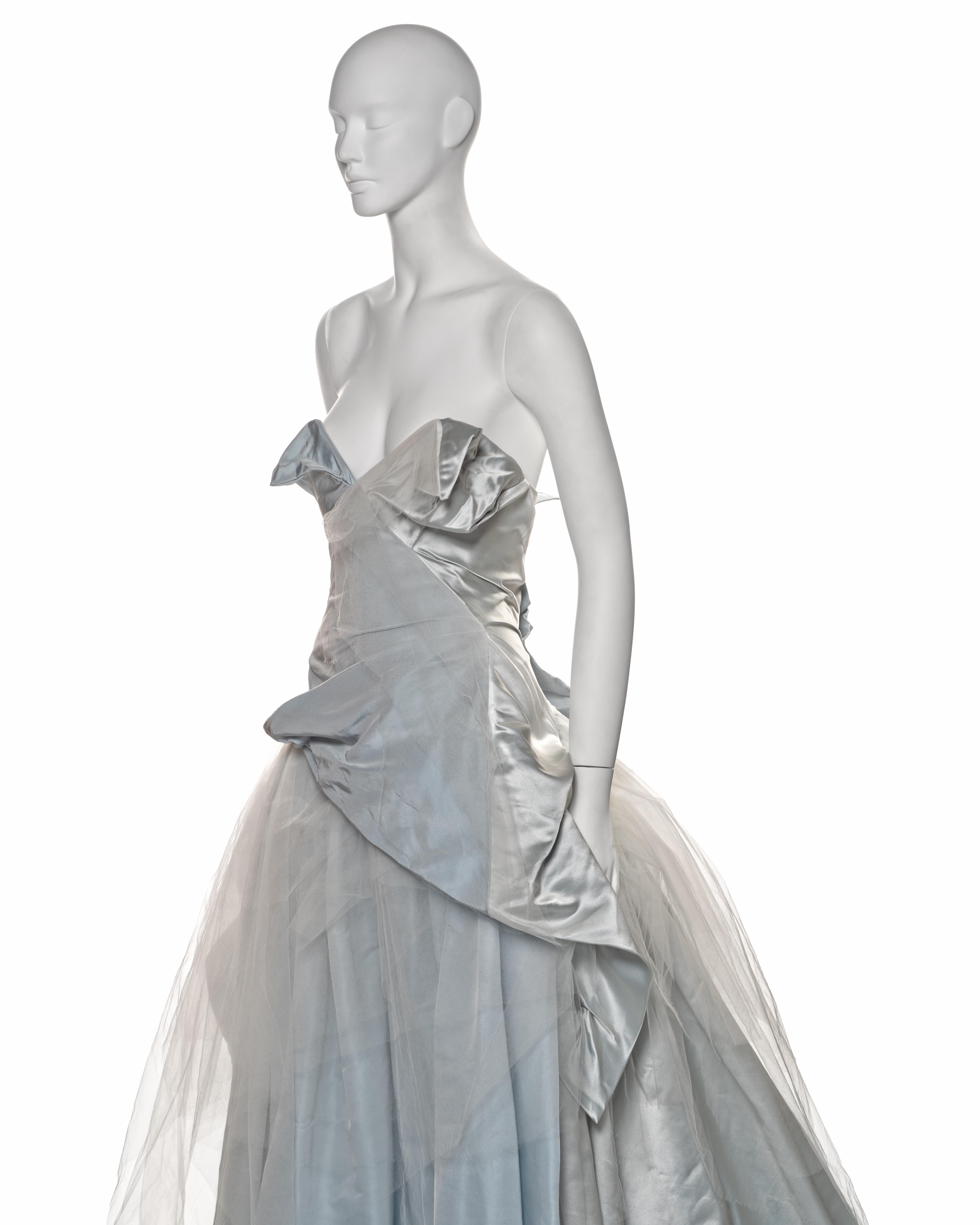 Vivienne Westwood Pale Blue Silk Taffeta and Tulle Couture Bridal Dress, FW 2005 For Sale 4