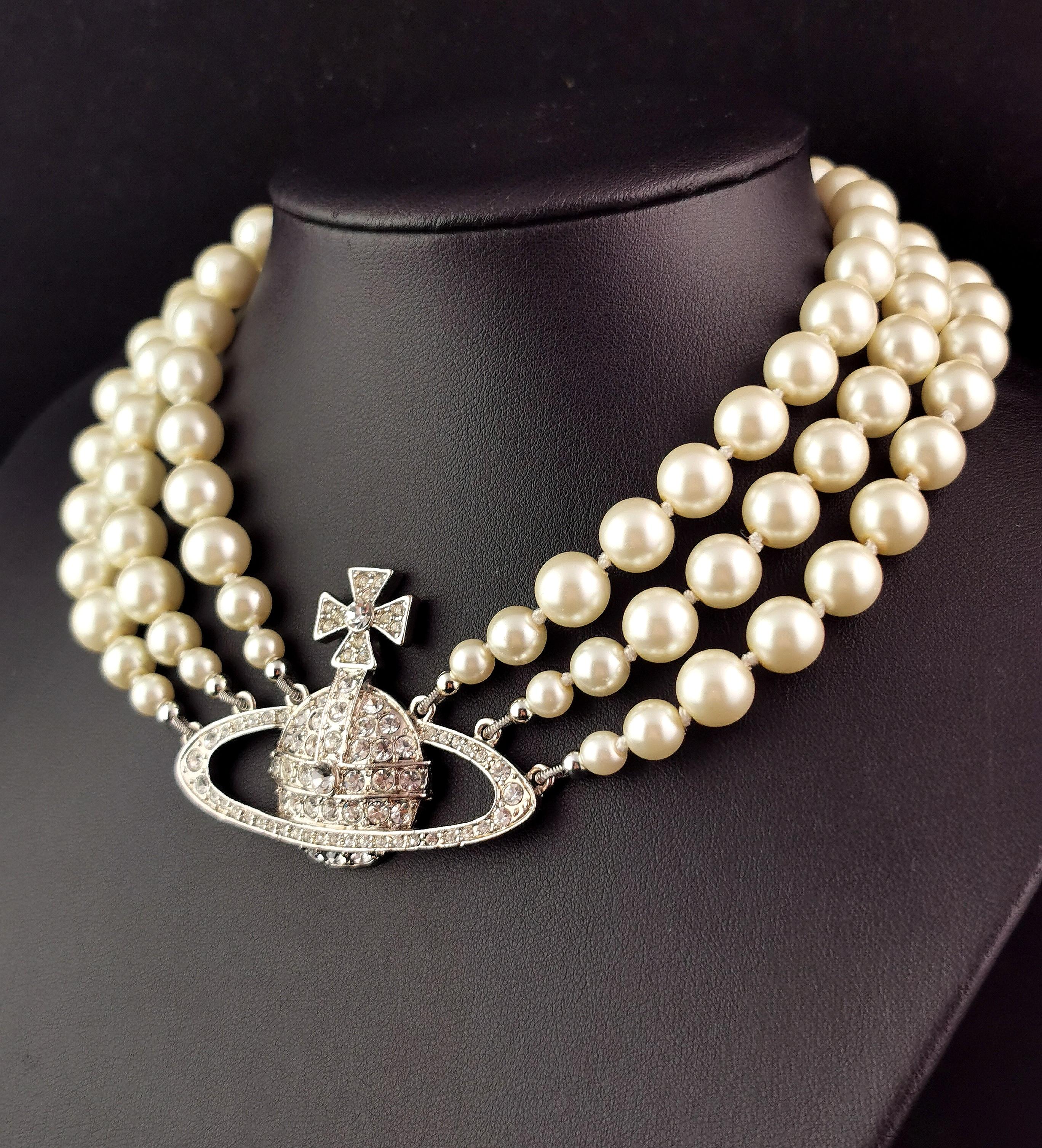 Vivienne Westwood Pearl Choker Necklace Boxed At 1stDibs Vivienne 