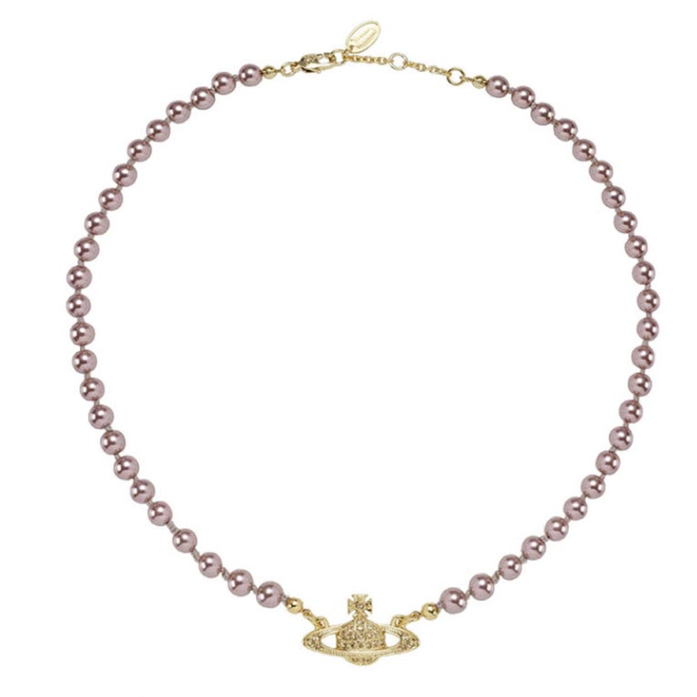 Vivienne Westwood Pearl Rose/Gold Orb Choker at 1stDibs | vivienne westwood  pink pearl necklace, vivienne westwood pink orb pearl necklace, vivienne  westwood orb choker