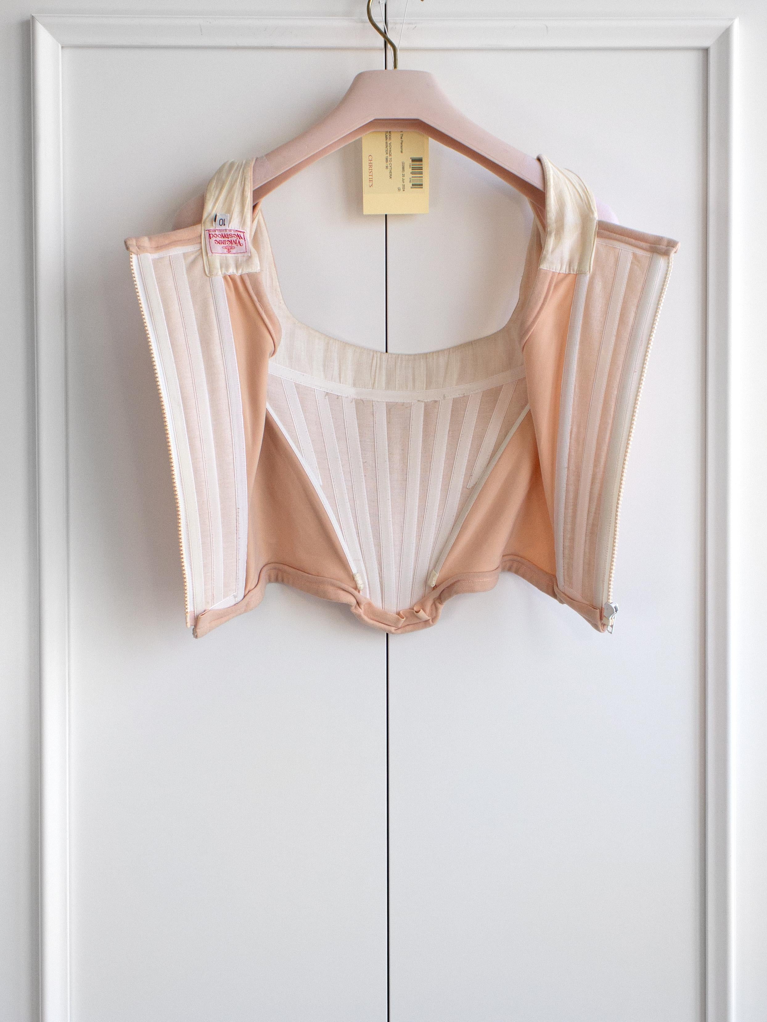 Vivienne Westwood Personally Owned 1989/1990 Pink Velvet Corset Floral Blouse 8