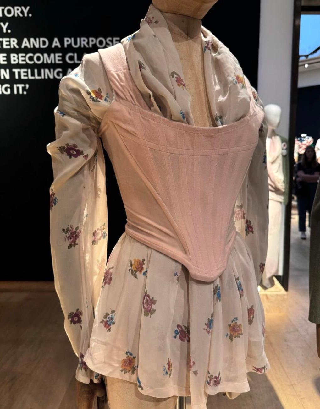 Beige Vivienne Westwood Personally Owned 1989/1990 Pink Velvet Corset Floral Blouse