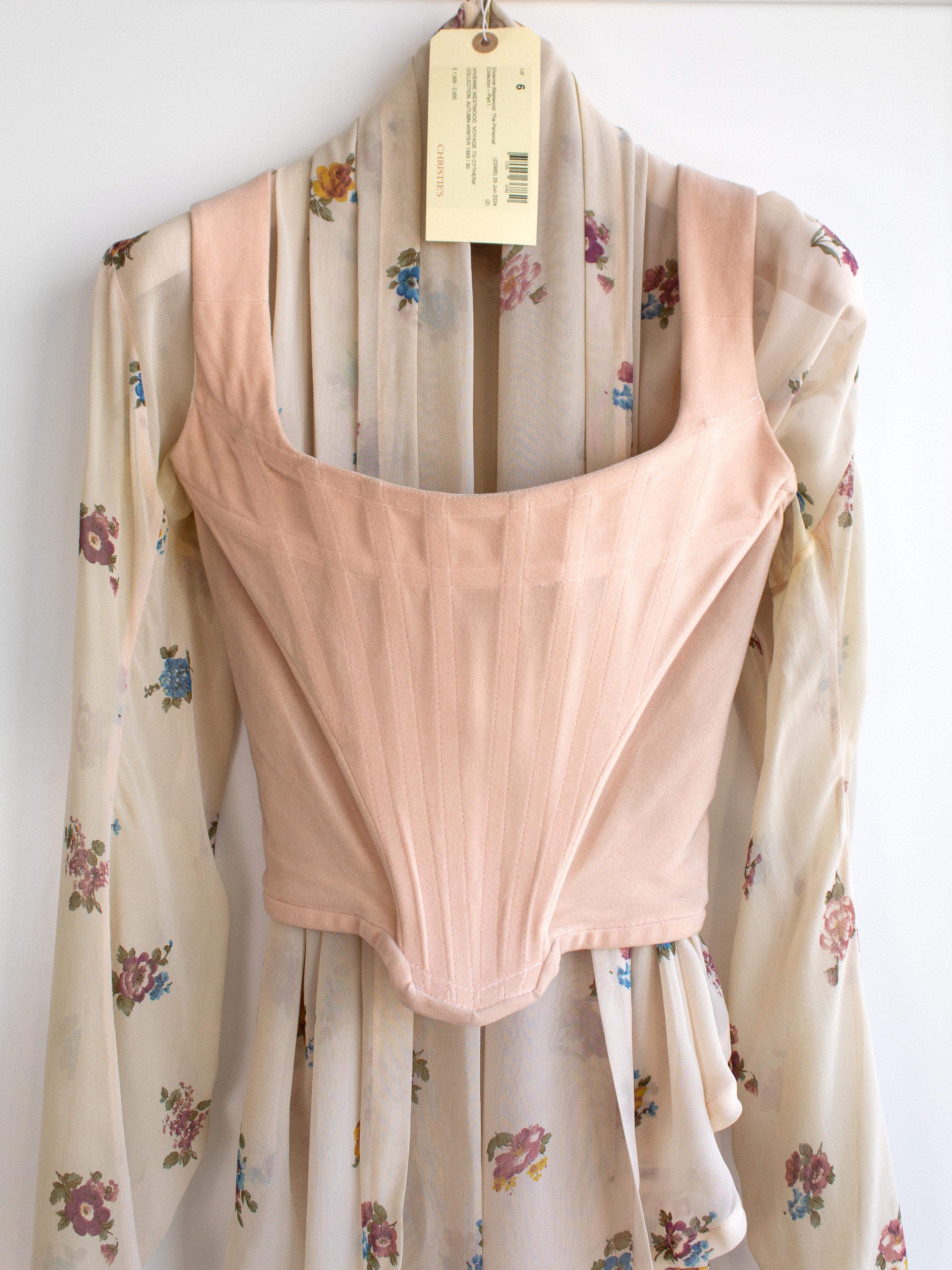 Vivienne Westwood Personally Owned 1989/1990 Pink Velvet Corset Floral Blouse 1
