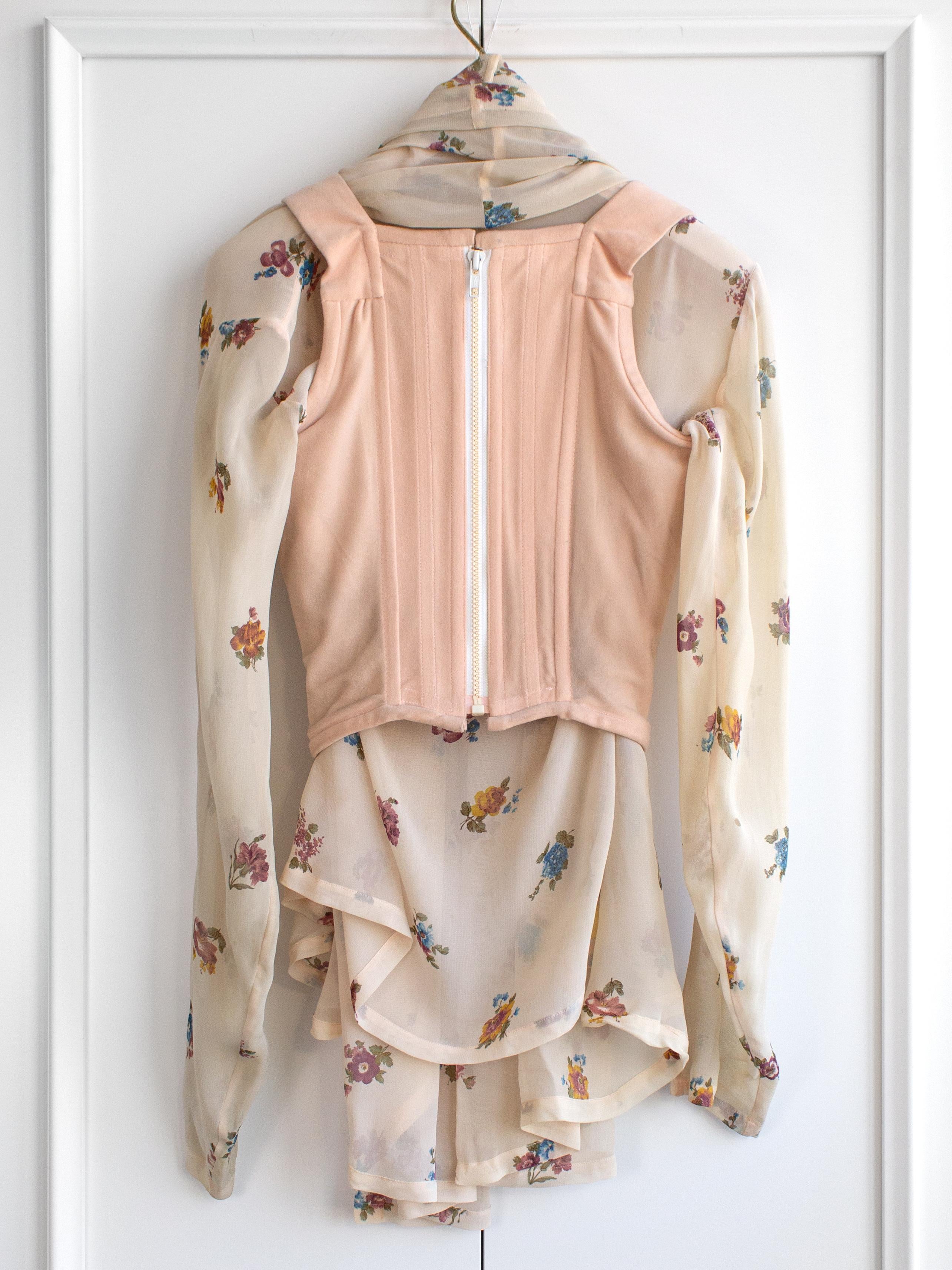 Vivienne Westwood Personally Owned 1989/1990 Pink Velvet Corset Floral Blouse 3