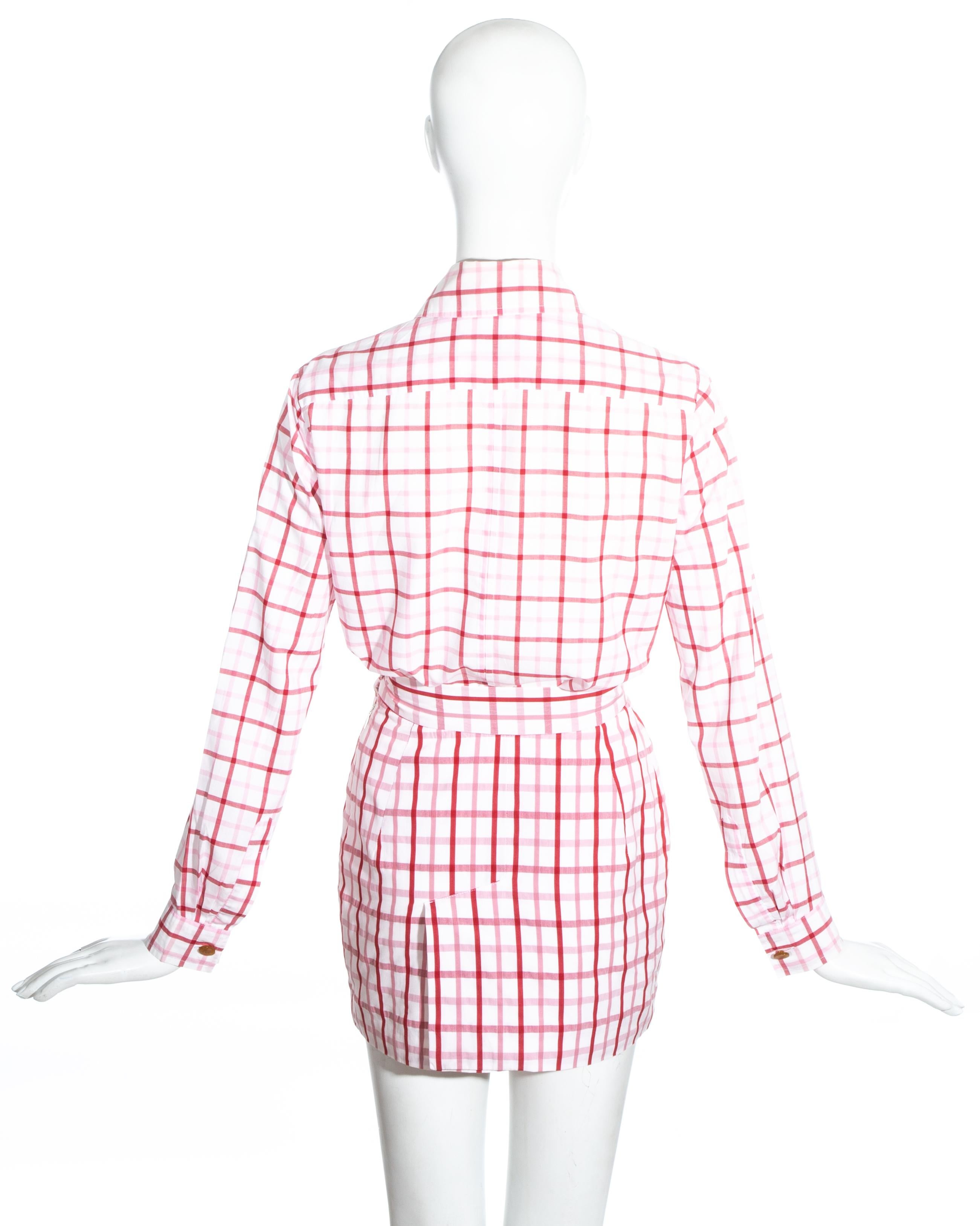Vivienne Westwood pink and red checked cotton skirt suit, ss 1994 In Excellent Condition For Sale In London, GB