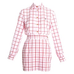 Vivienne Westwood pink and red checked cotton skirt suit, ss 1994