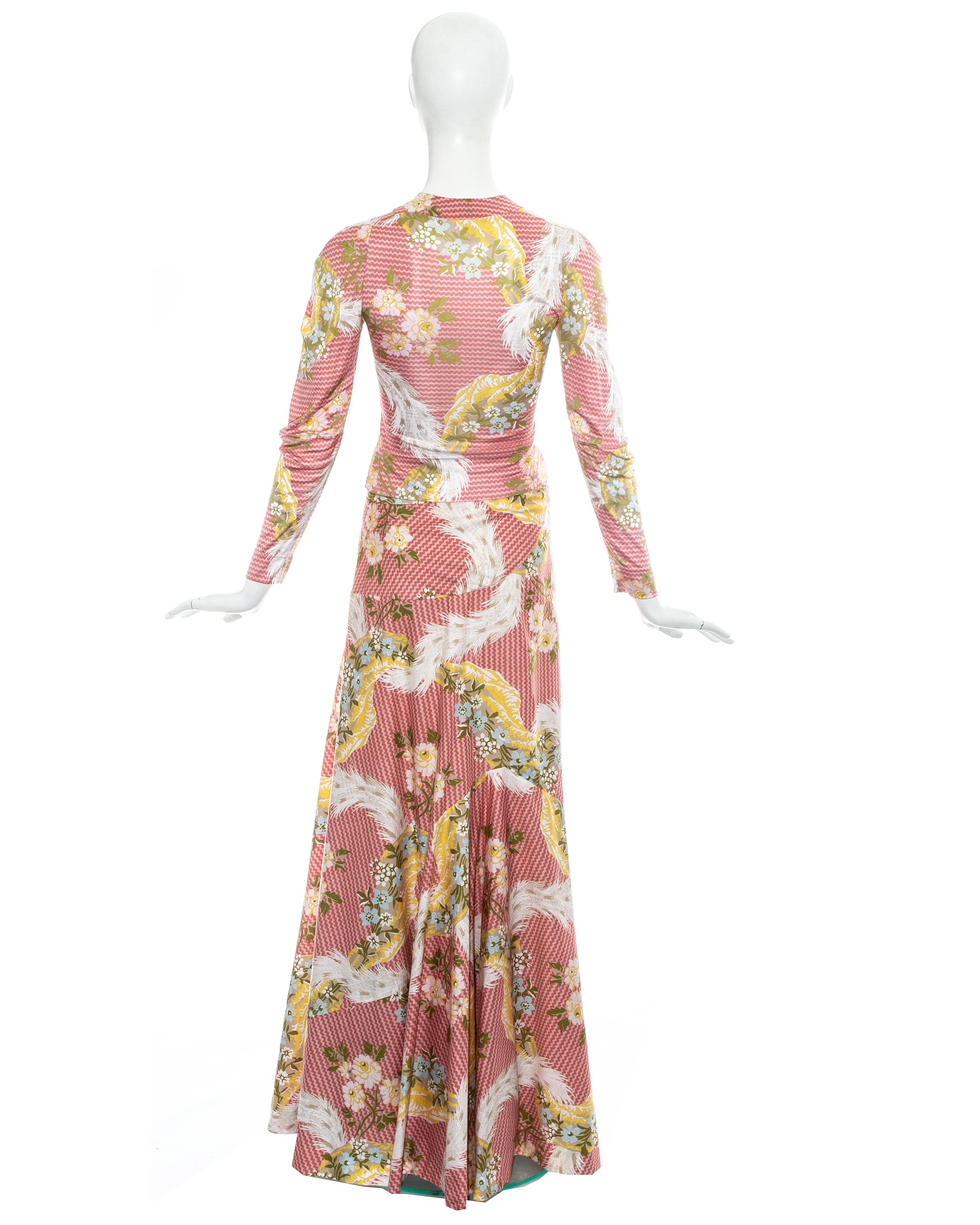 Ensemble jupe longue et chemisier à imprimé floral rose Vivienne Westwood, P/E 2001 Pour femmes en vente